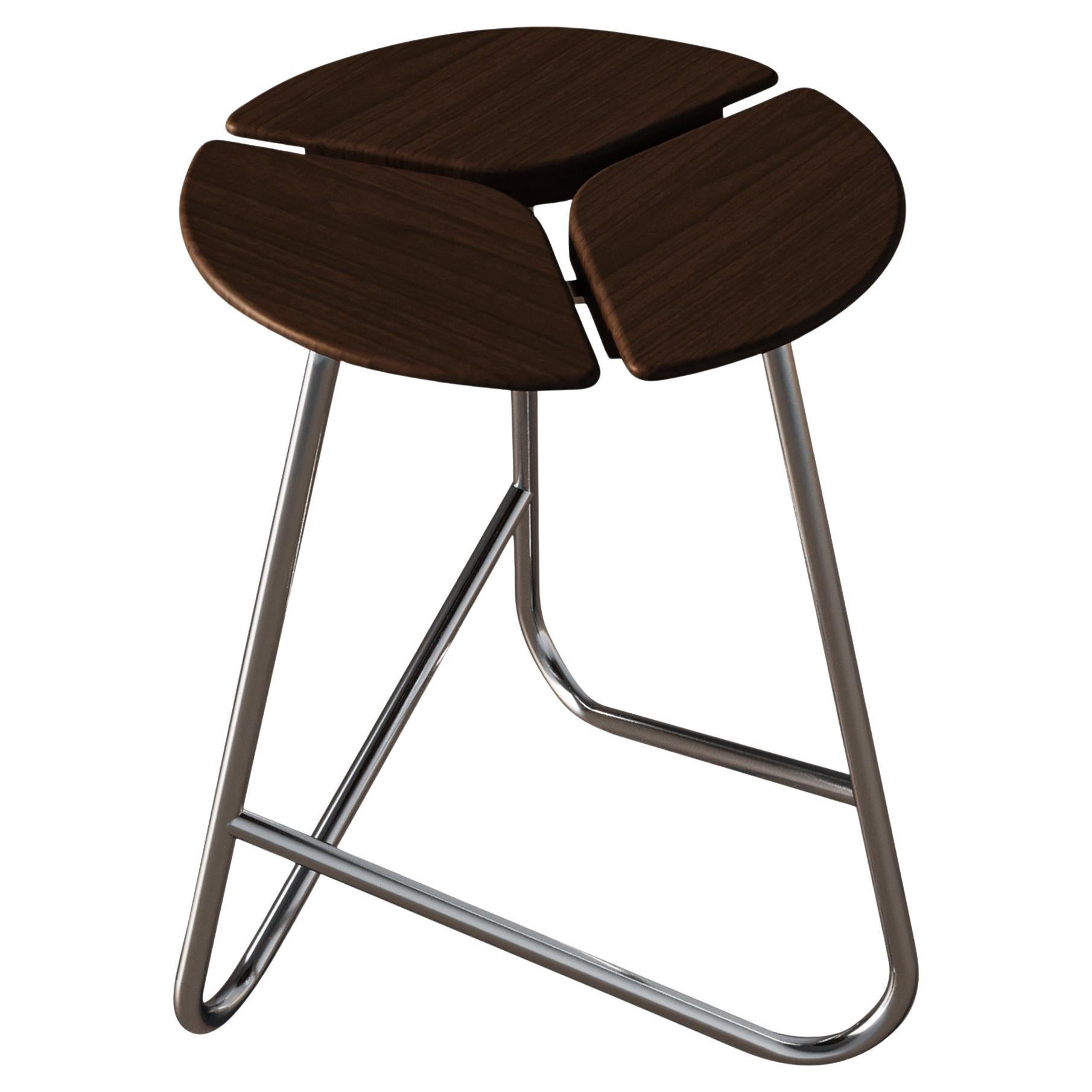 KITA LIVING Hana Stool  Oak Chocolate - Chrome For Sale