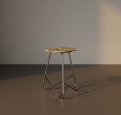 KITA LIVING Hana Stool  Oak Mist - Chrome