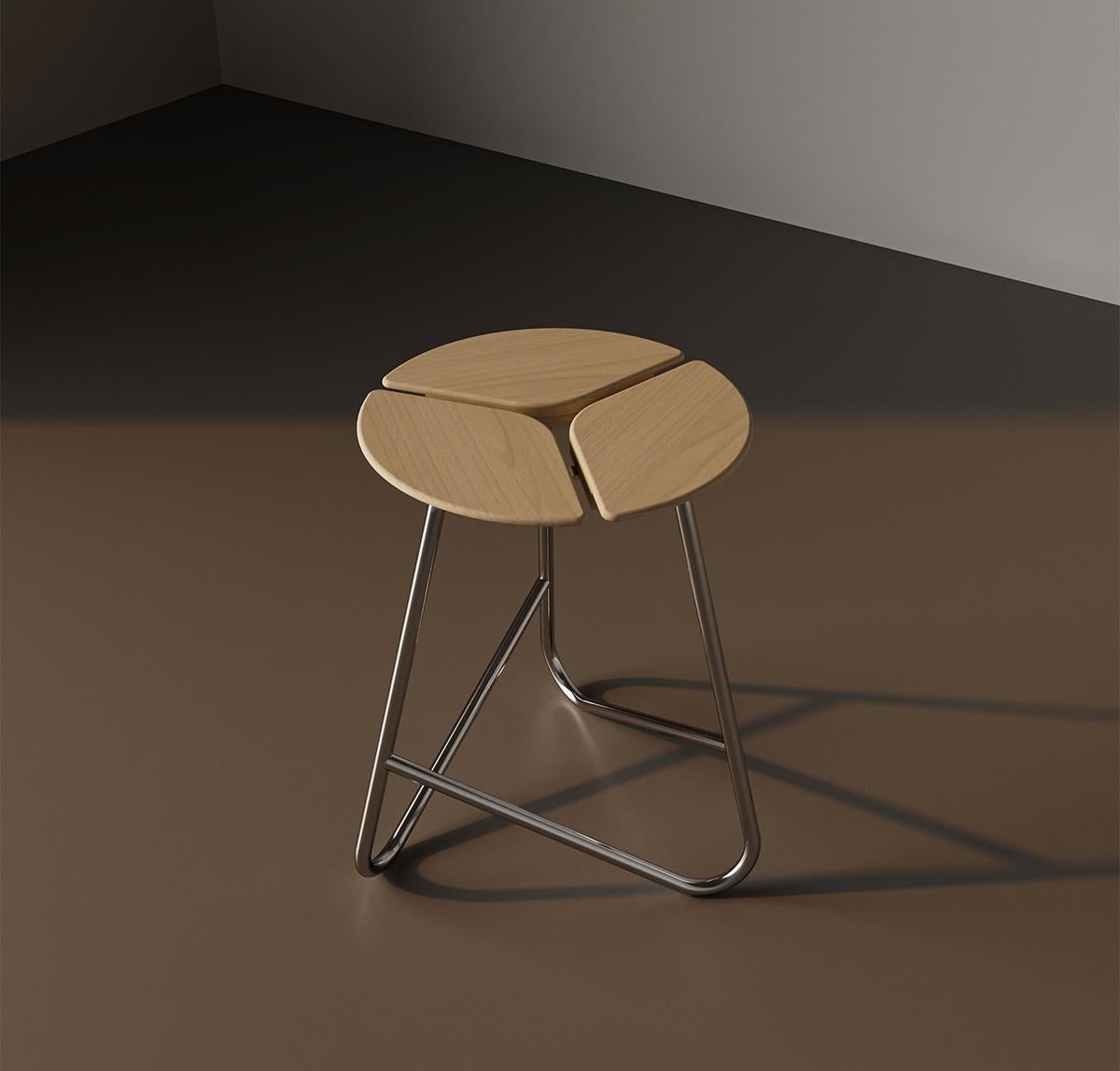 Giapponismo KITA LIVING Sgabello Hana Or  Oak Mist - Cromo in vendita
