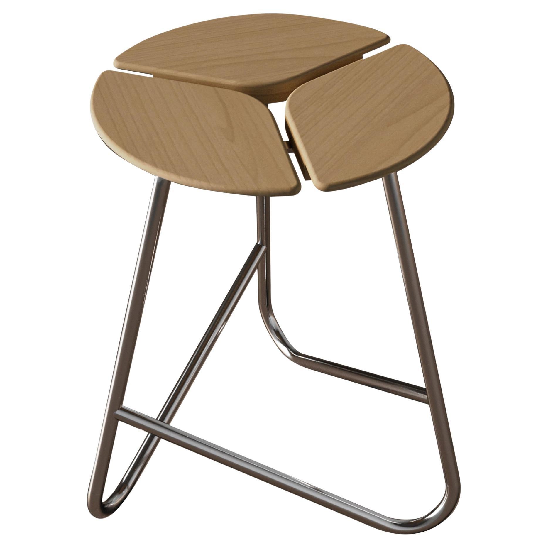 KITA LIVING Hana Hocker  Eiche Mist - Chrom im Angebot