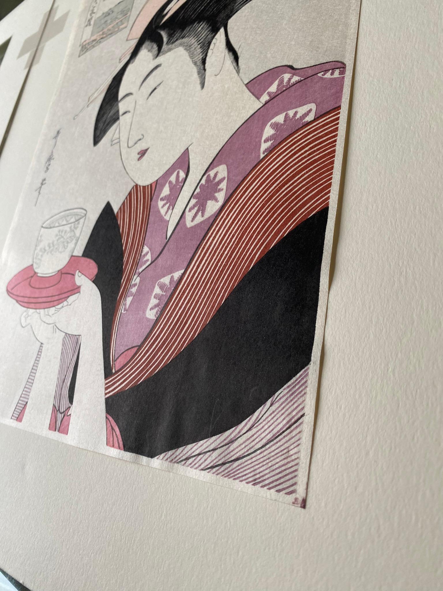 歌麿筆Utamaro Hitsu comme scellé - de six maisons de Yoshiwara - éditeur Omiya Gonkuro en vente 12