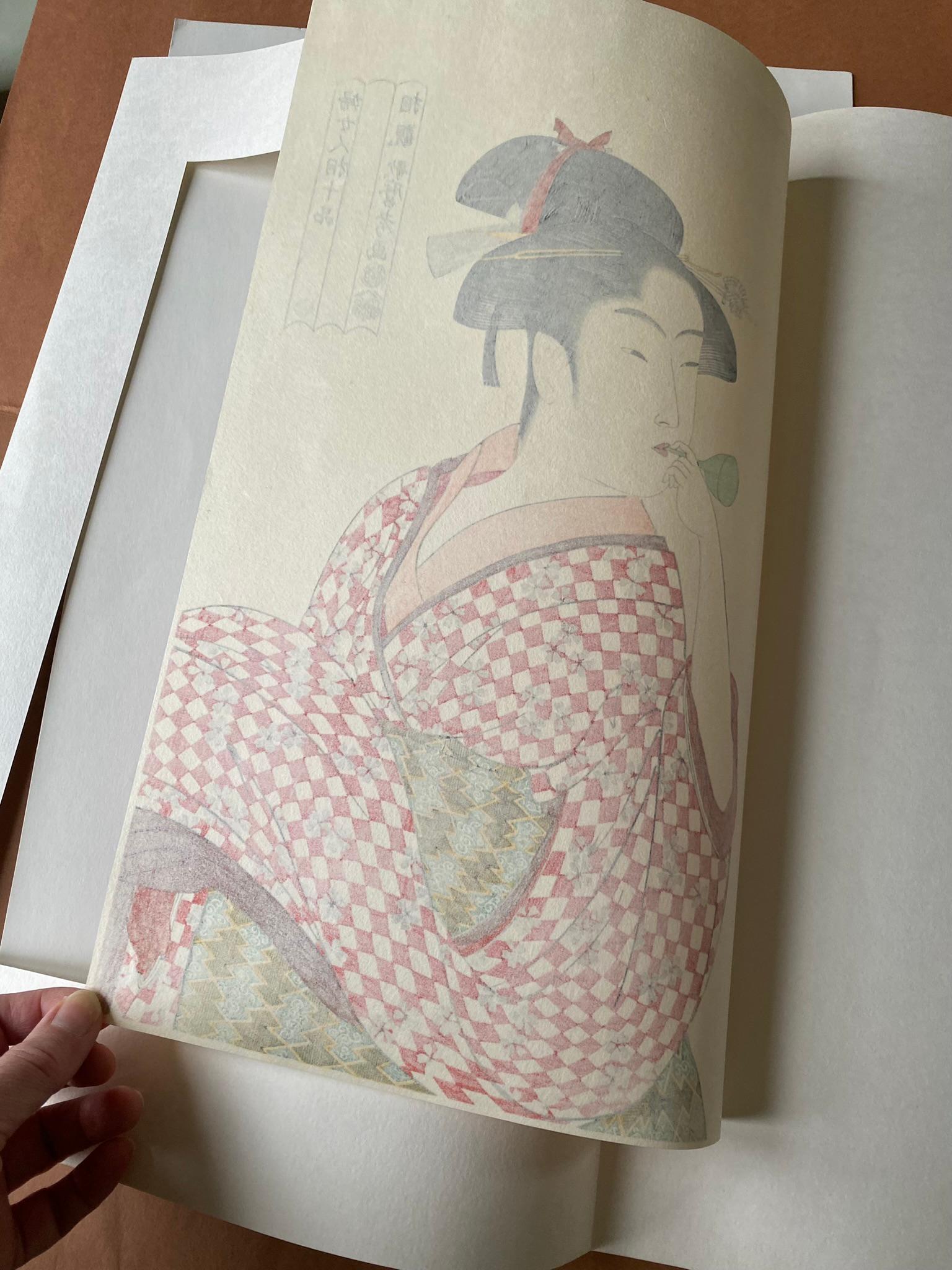 婦女人相十品Fujo Ninso-Autentico Woodblock print-Popen o Fuku Musume-Editore giapponese in vendita 8