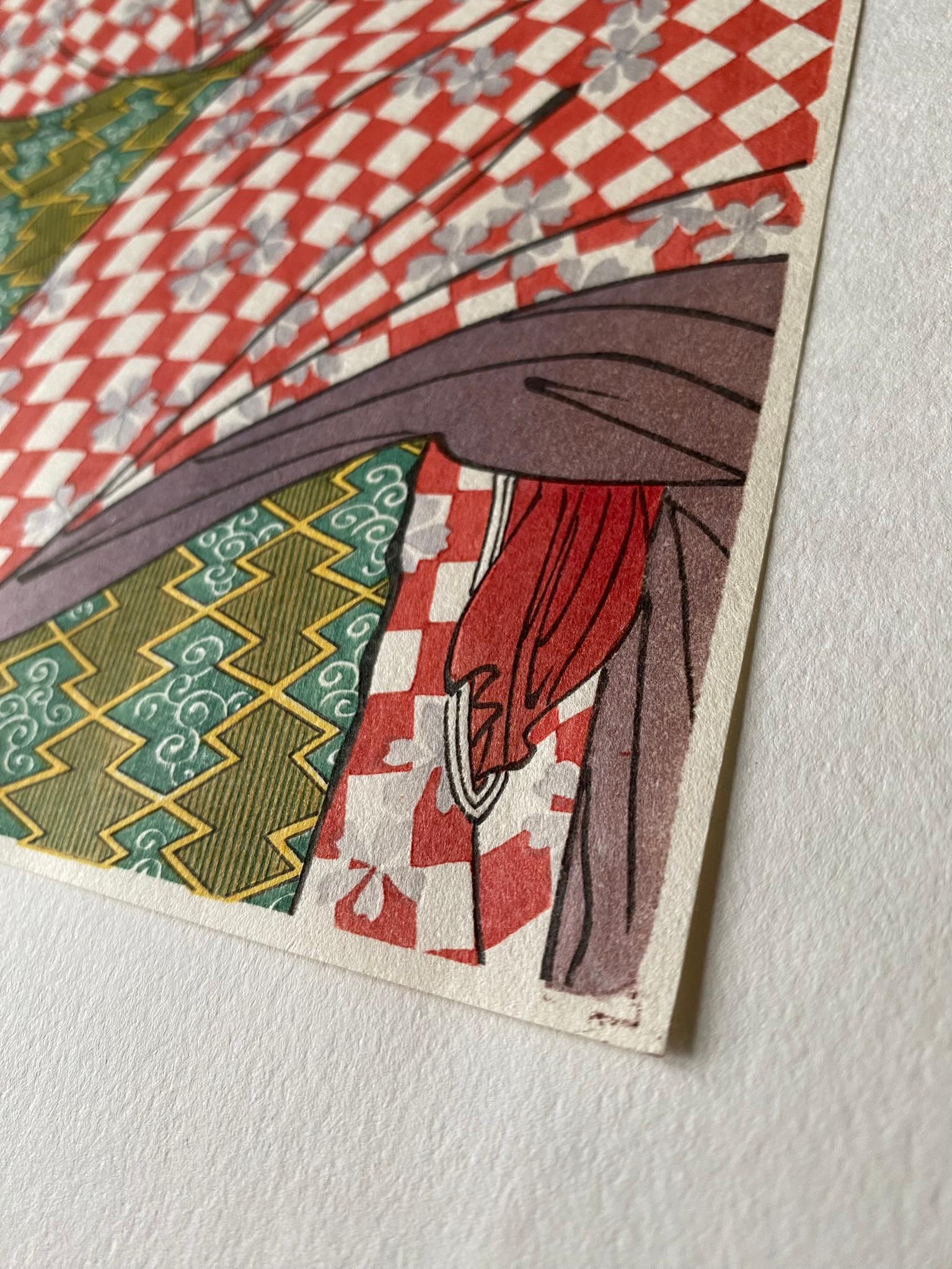 婦女人相十品Fujo Ninso-Autentico Woodblock print-Popen o Fuku Musume-Editore giapponese in vendita 9