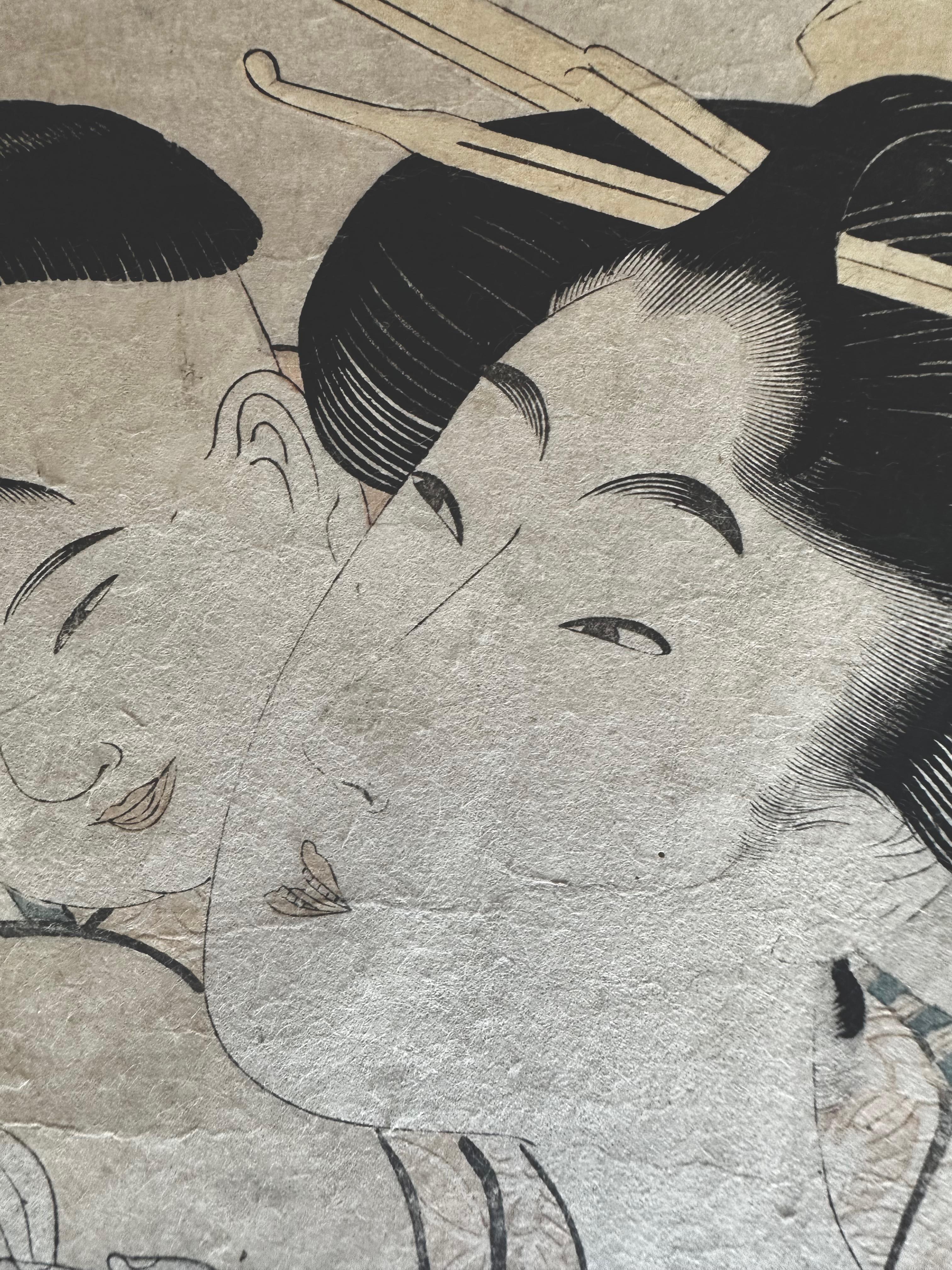 Kitagawa Utamaro (1754-1806) Taco de madera original Periodo Edo en venta 2