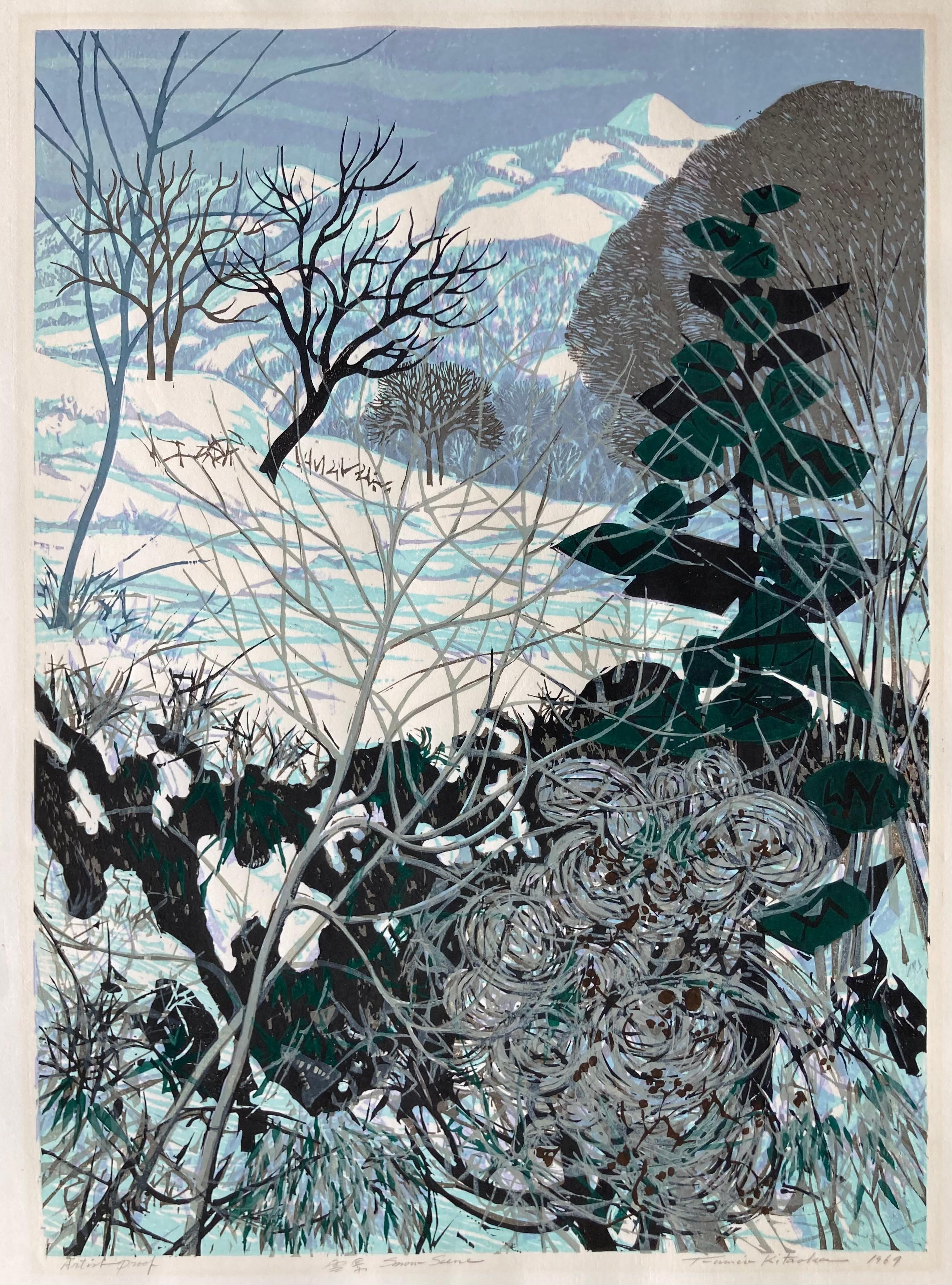 SNOW SCENE - Large Modern Japanese woodcut - Artist Proof