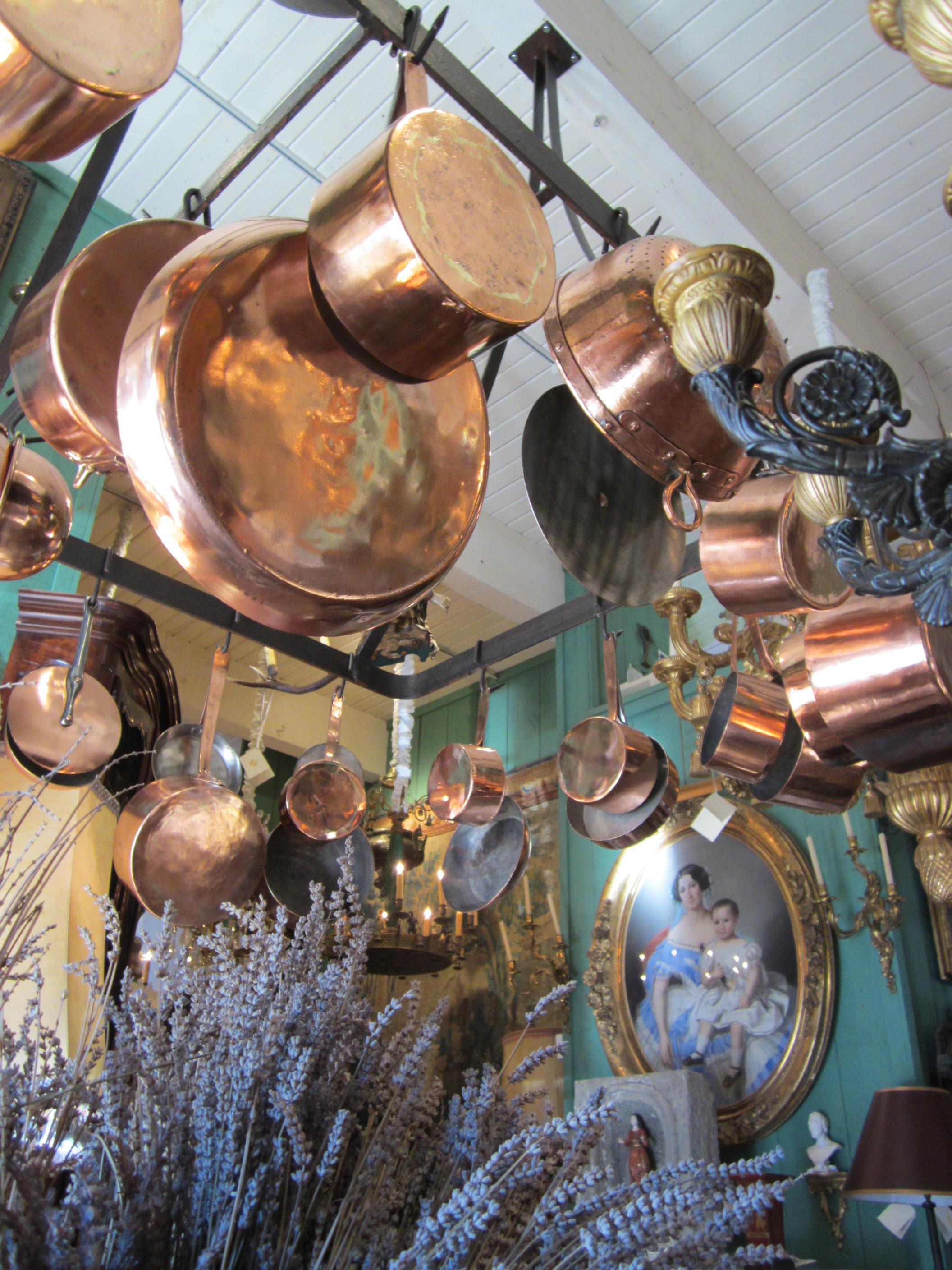 copper pot rack