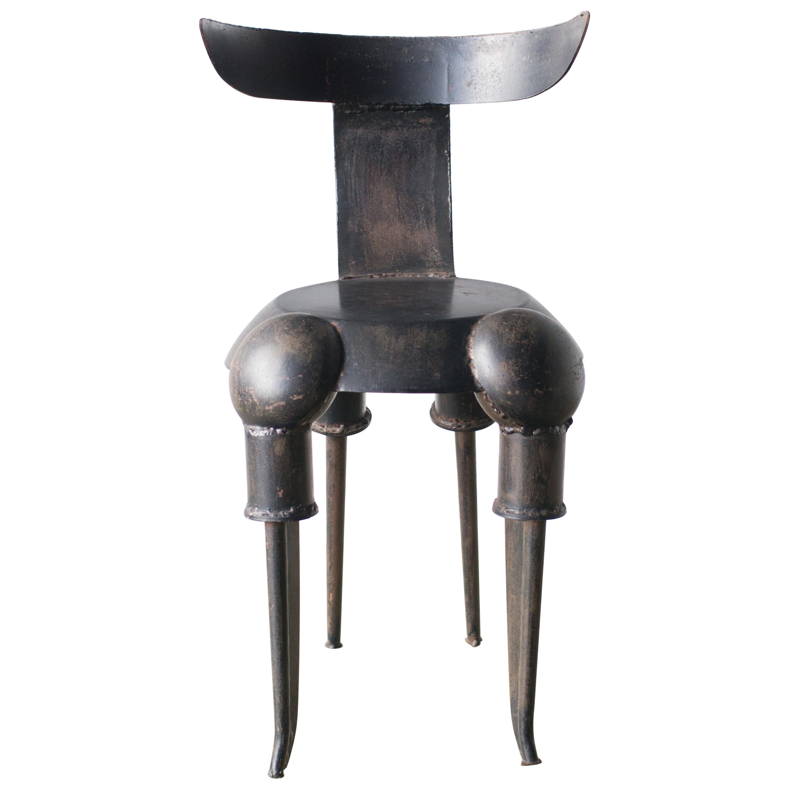Sedia da cucina Tom Dixon anni '80, primi lavori di recupero creativo