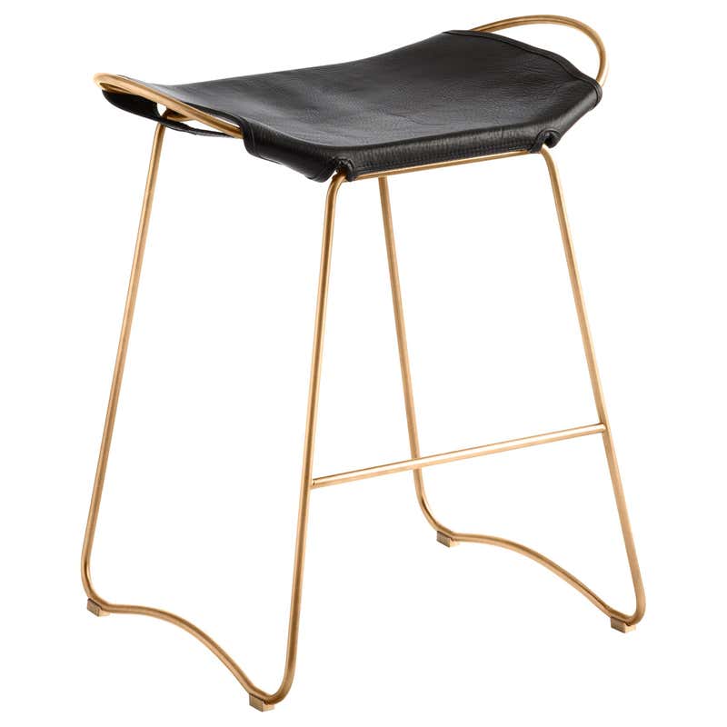 Copper Colored Metal And Black Velvet Seat Bar Stool / Counter Stool at ...