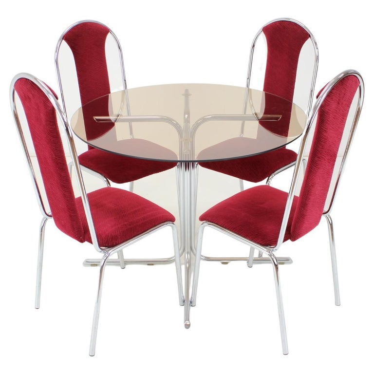 Kitchen Glass Table and Chairs 1970s, Czechoslovakia at 1stDibs