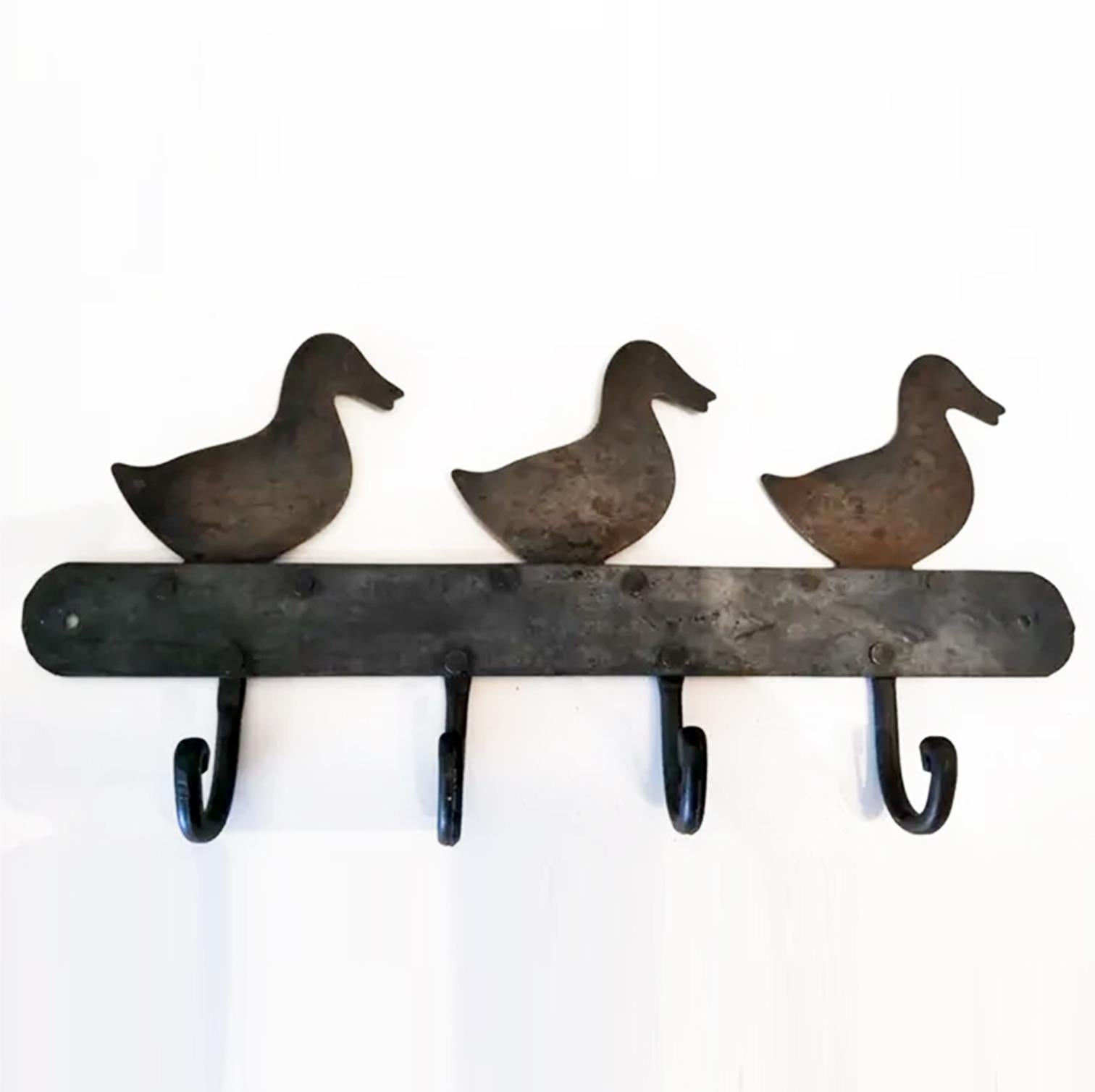 Spanish Kitchen Hanger  Utensil Duck Shaped Handmade Iron  Spain  Early 20th Century