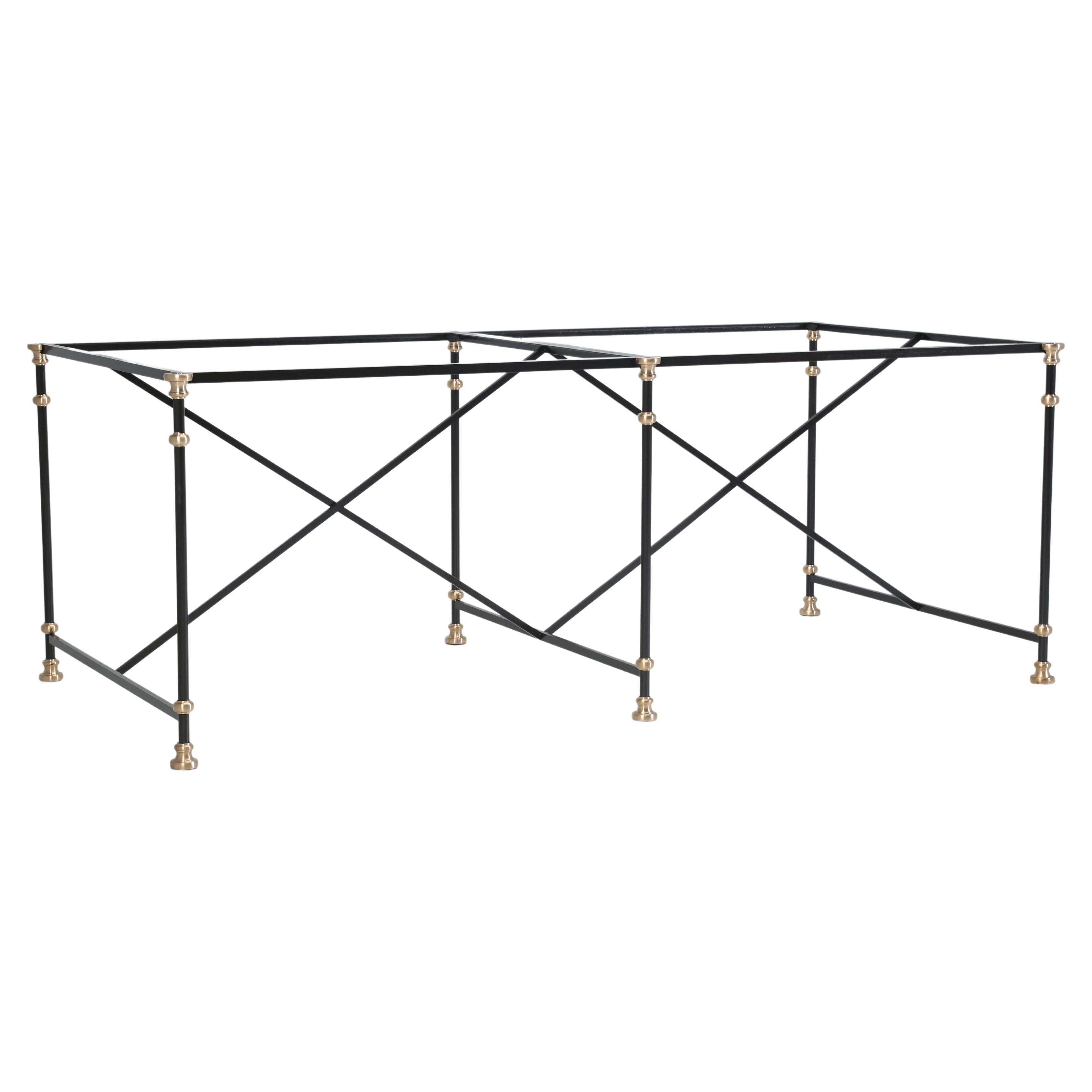 Mesa de cocina de altura de isla de acero y bronce Pies de donut de bronce negro pintado en venta