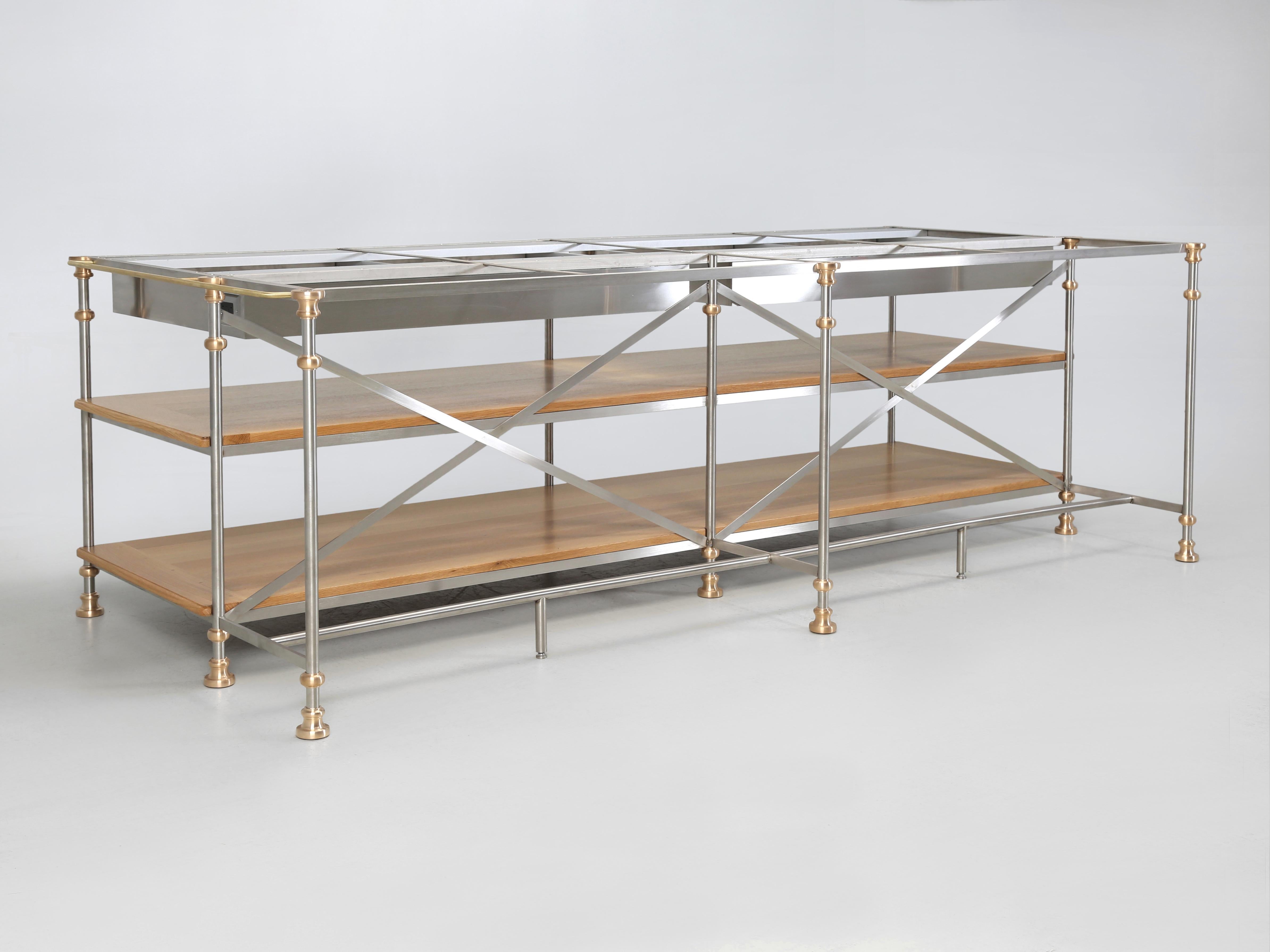 Kitchen Island in Stainless Bronze Oak Made to Order Chicago Any Size or Finish For Sale 3