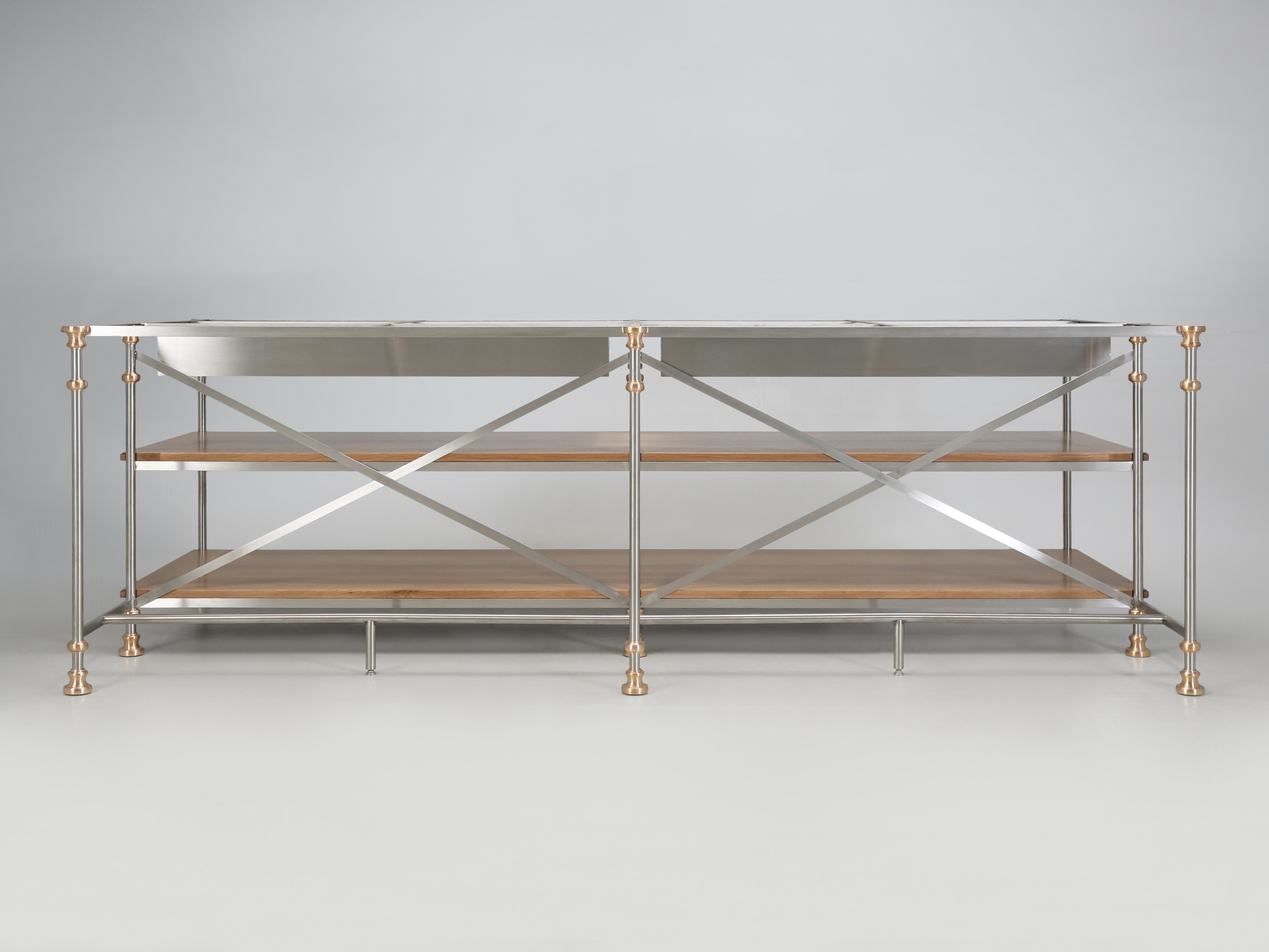 Kitchen Island in Stainless Bronze Oak Made to Order Chicago Any Size or Finish For Sale 4
