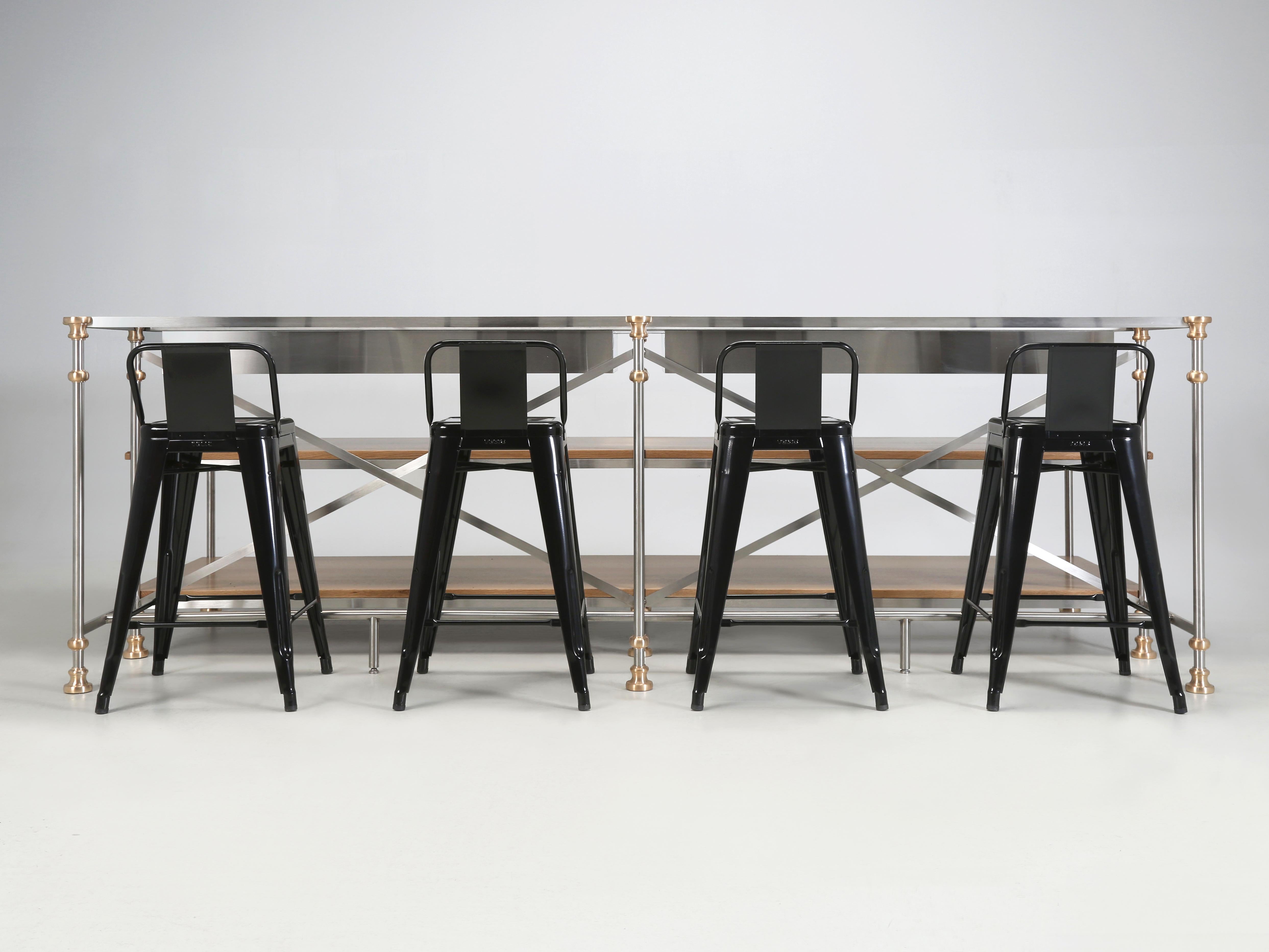 Kitchen Island in Stainless Bronze Oak Made to Order Chicago Any Size or Finish For Sale 5