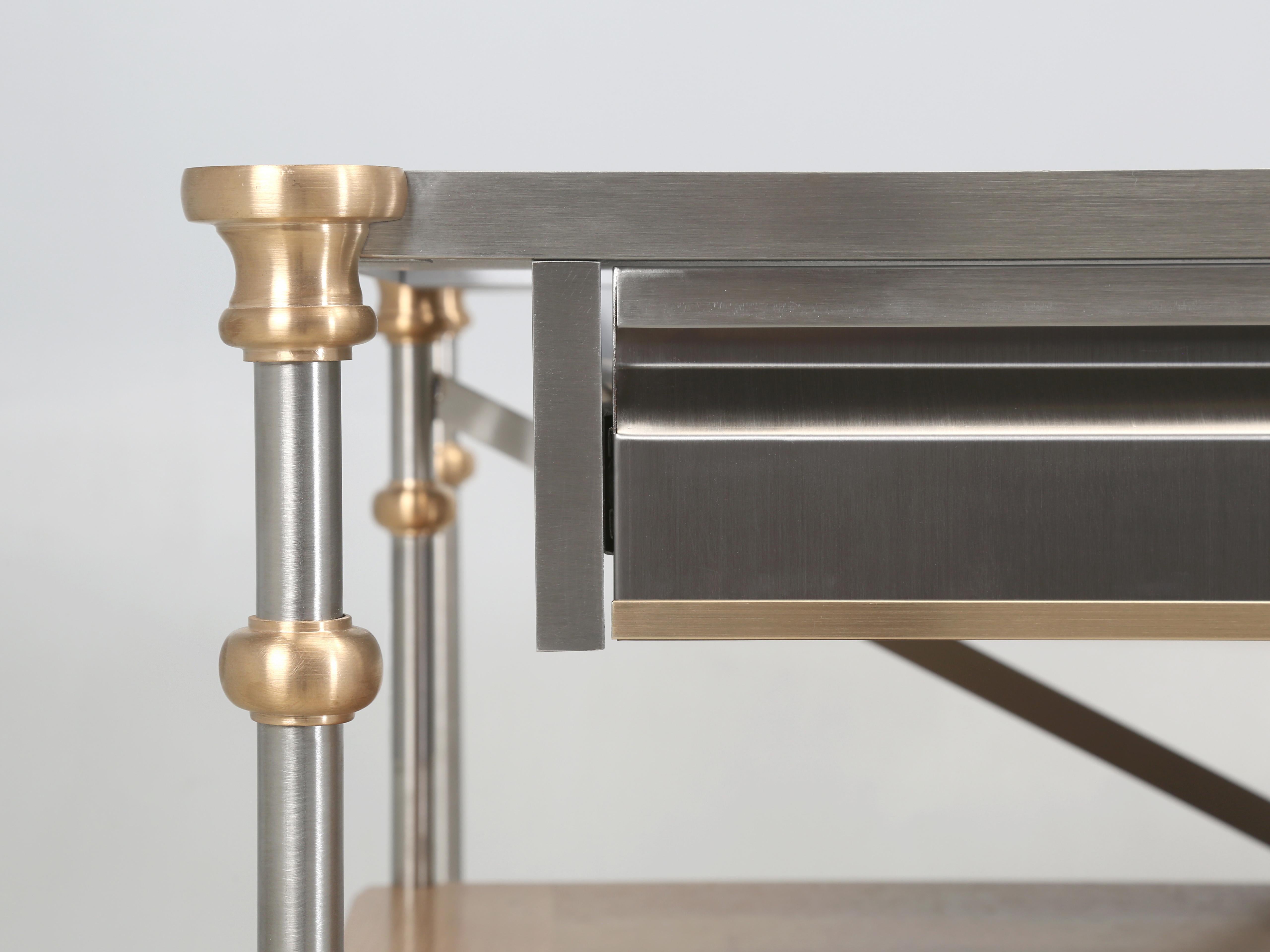 Kitchen Island in Stainless Bronze Oak Made to Order Chicago Any Size or Finish For Sale 1
