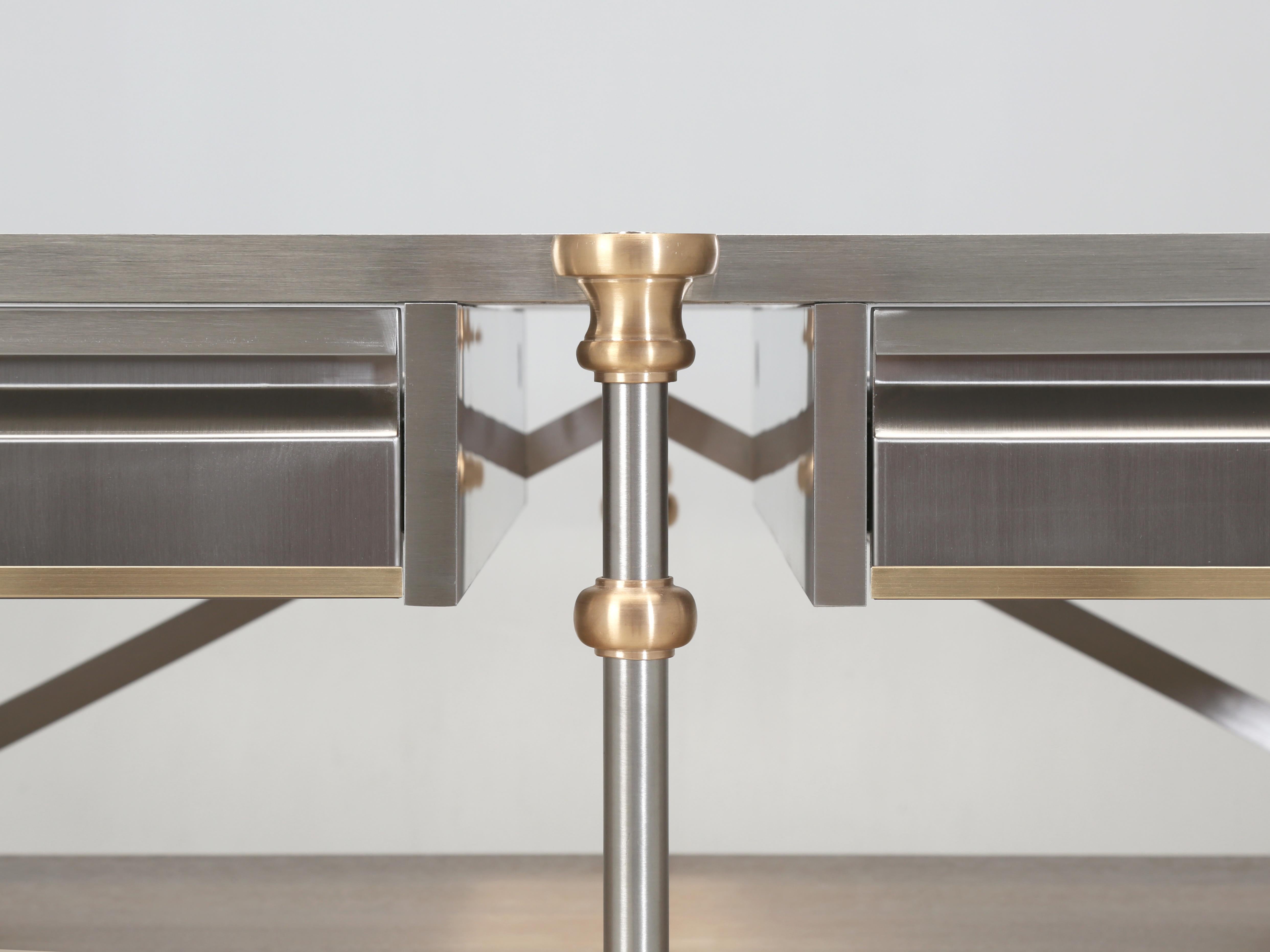 Kitchen Island in Stainless Bronze Oak Made to Order Chicago Any Size or Finish For Sale 2