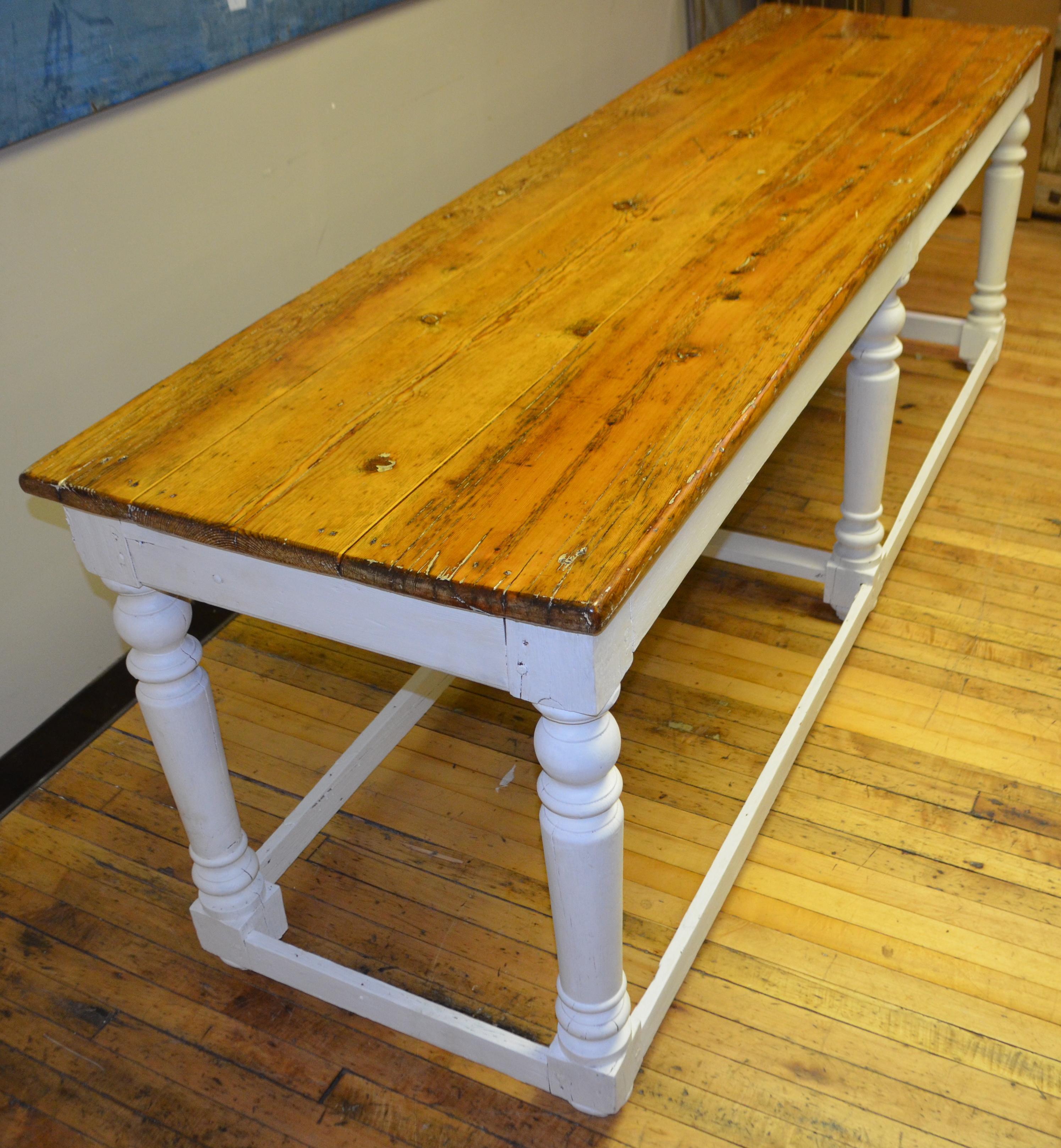 Arts and Crafts Kitchen Island Restaurant Prep from Rectory Table 100 Years Old. Ships Free.