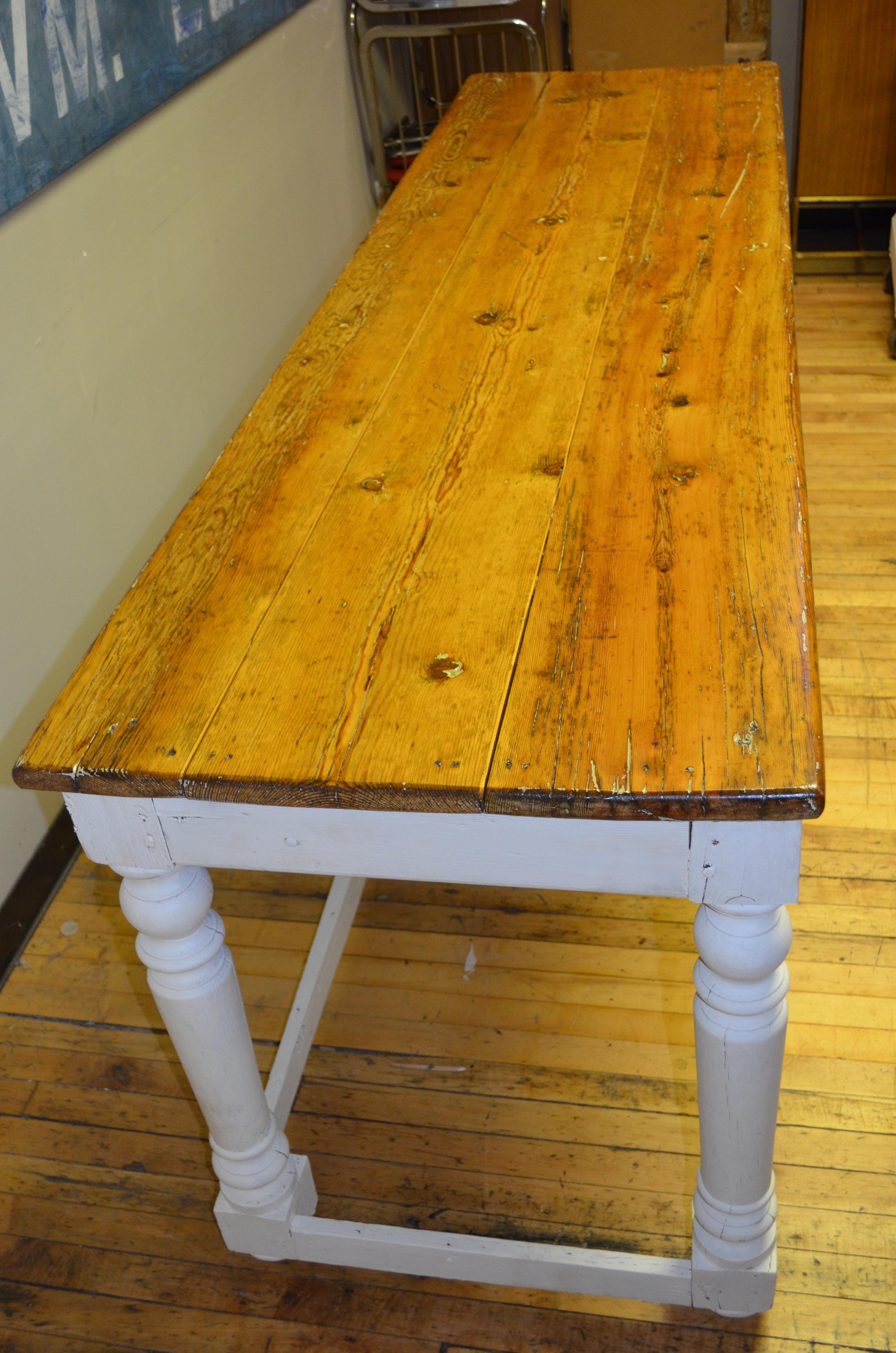 American Kitchen Island Restaurant Prep from Rectory Table 100 Years Old. Ships Free.