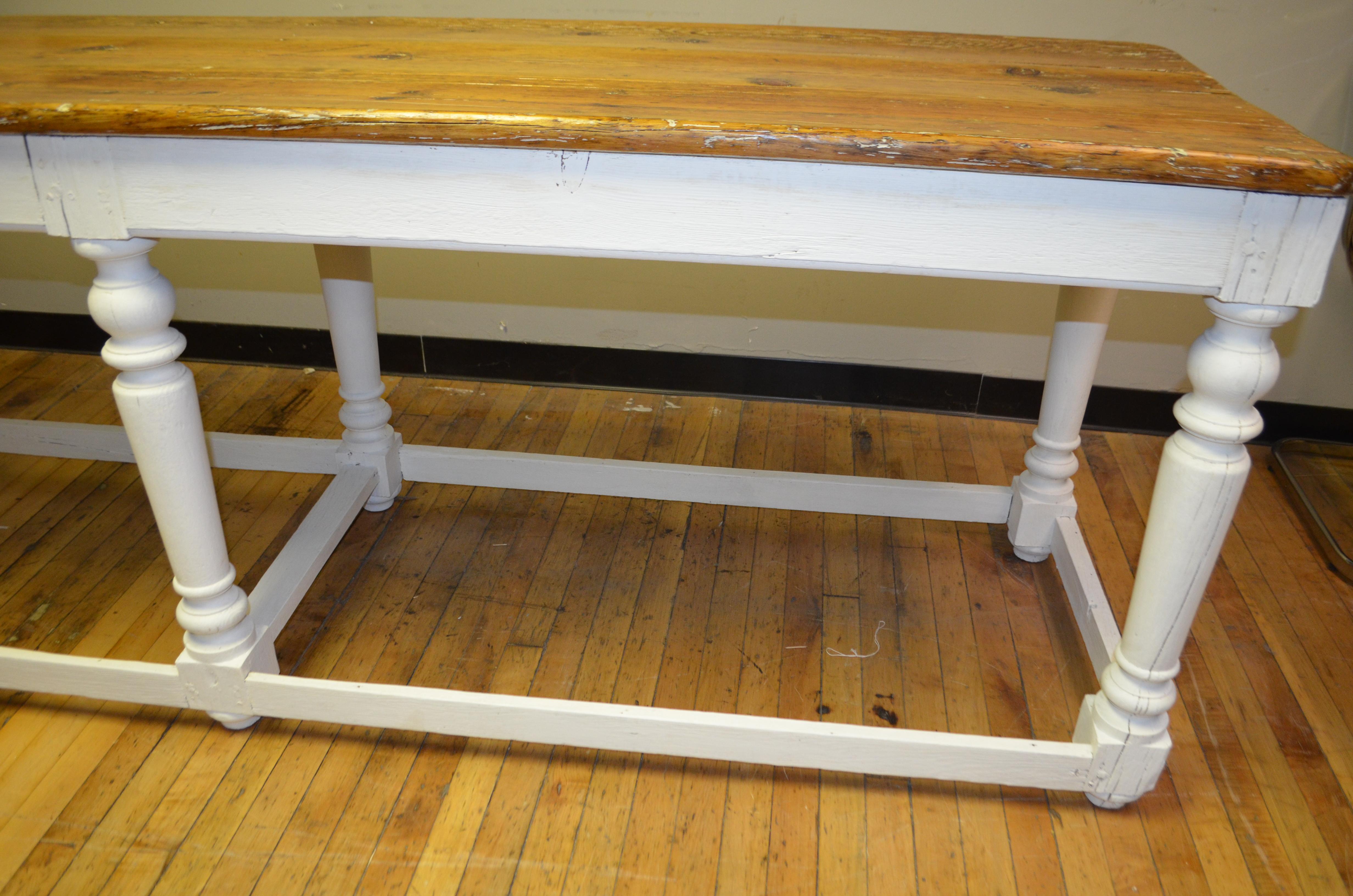 Pine Kitchen Island Restaurant Prep from Rectory Table 100 Years Old. Ships Free.