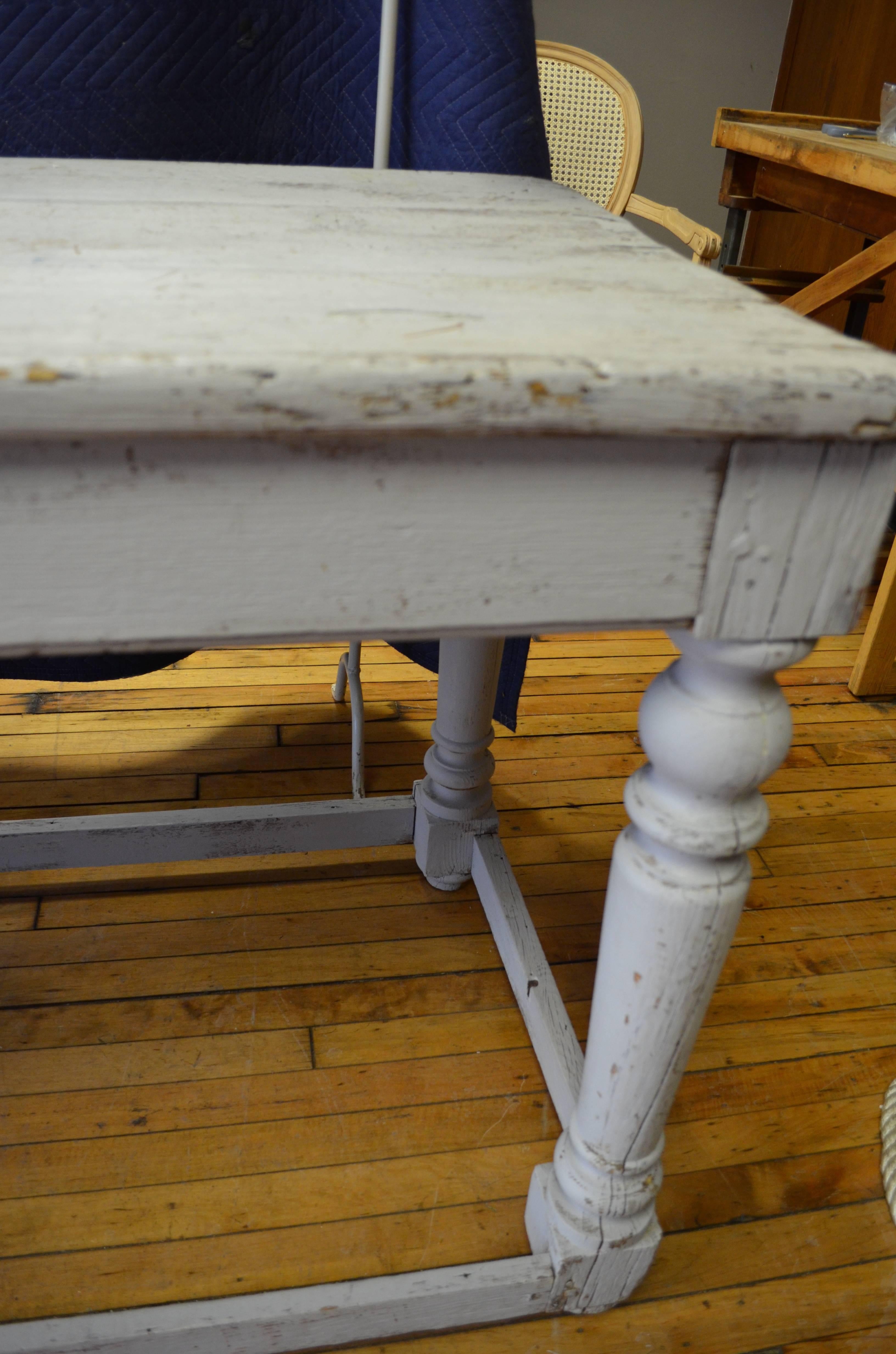 Wood Kitchen Island Restaurant Serving Prep Table Refectory Console, 100 Years Old