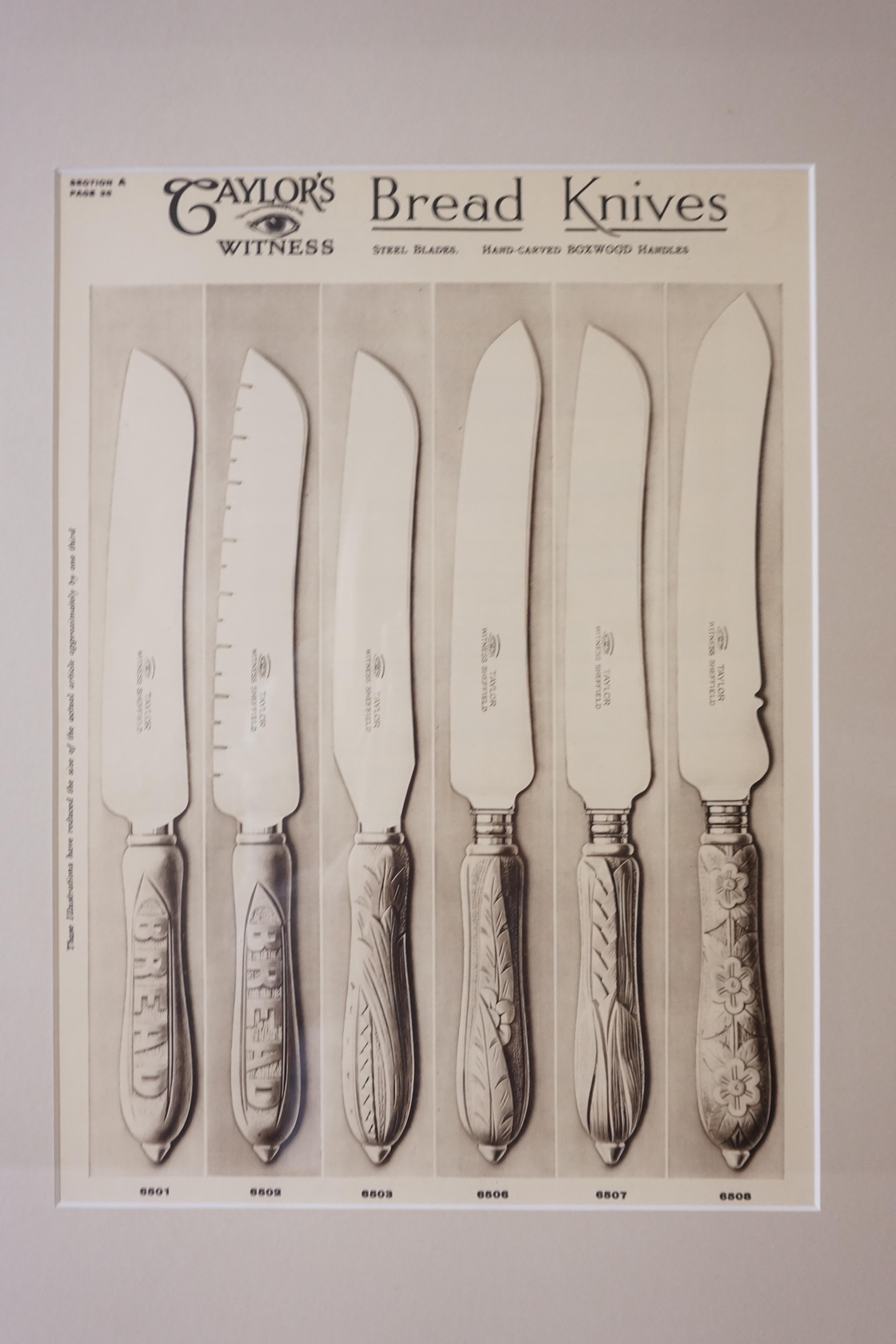 20th Century Kitchen Knives Vintage Framed Print For Sale