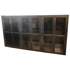 Used Kitchen Medical Storage Cabinets, Stainless Steel, Glass, Built-Ins, Set of 3