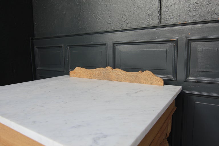 Kitchen Prep Table or Kitchen Island Made of Oak and Carrara Marble at 1stDibs