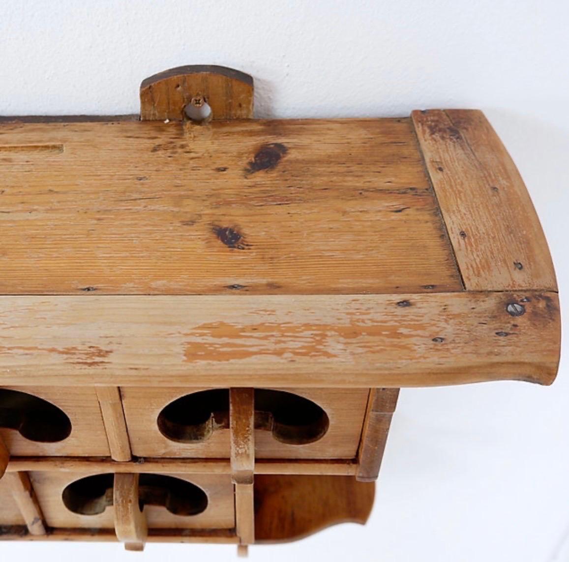 Kitchen rack / Archelle in sherry wood with 18 drawers and coffee grinder For Sale 6