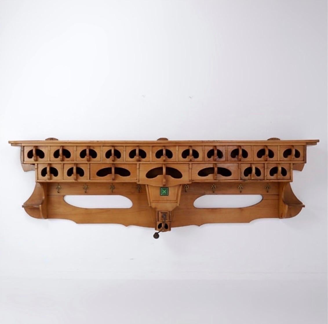 20th Century Kitchen rack / Archelle in sherry wood with 18 drawers and coffee grinder For Sale