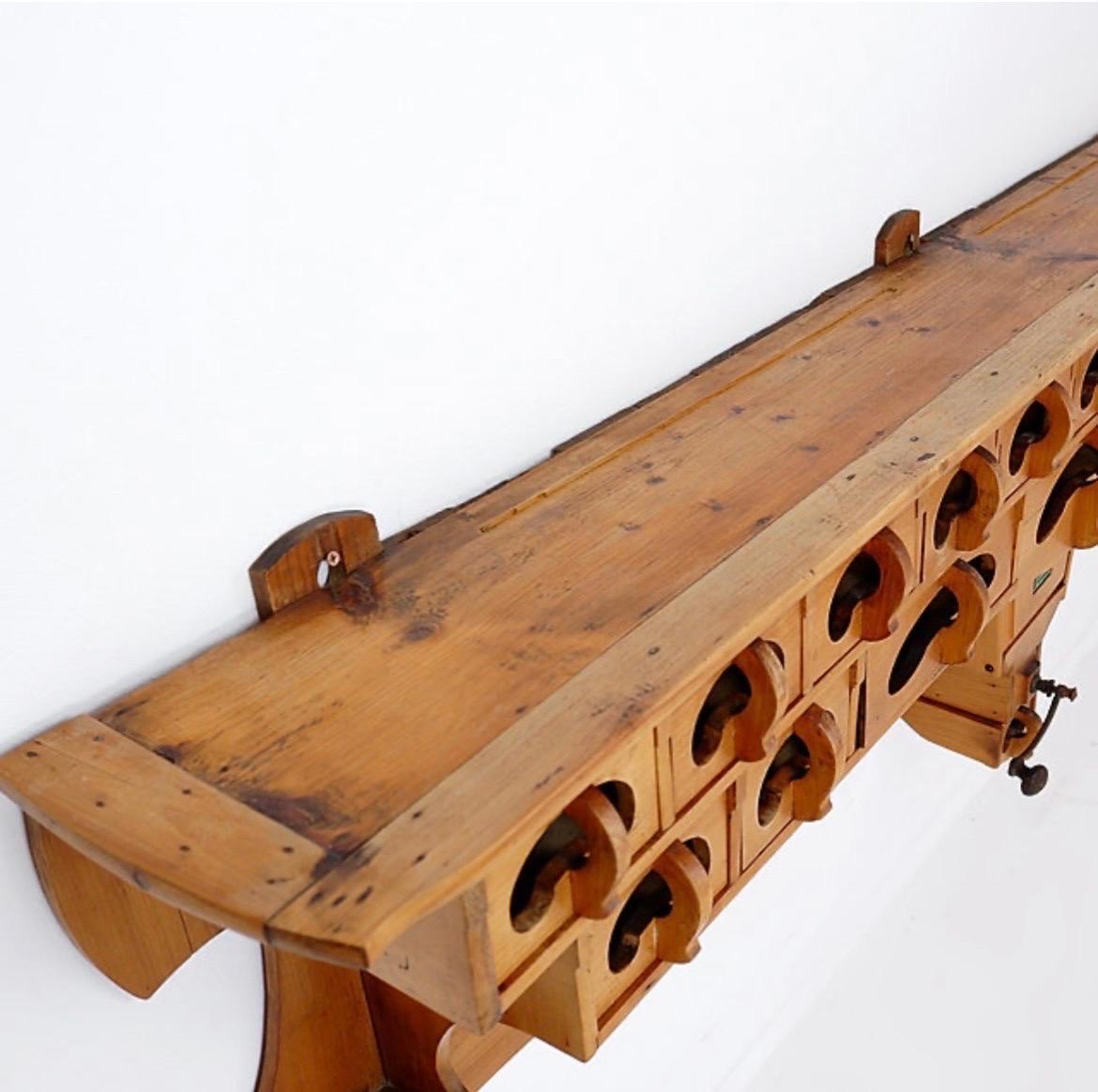 Ceramic Kitchen rack / Archelle in sherry wood with 18 drawers and coffee grinder For Sale