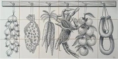 Kitchen Tile Backsplash "Hanging Foods" Hand Painted Portuguese Tiles Azulejos
