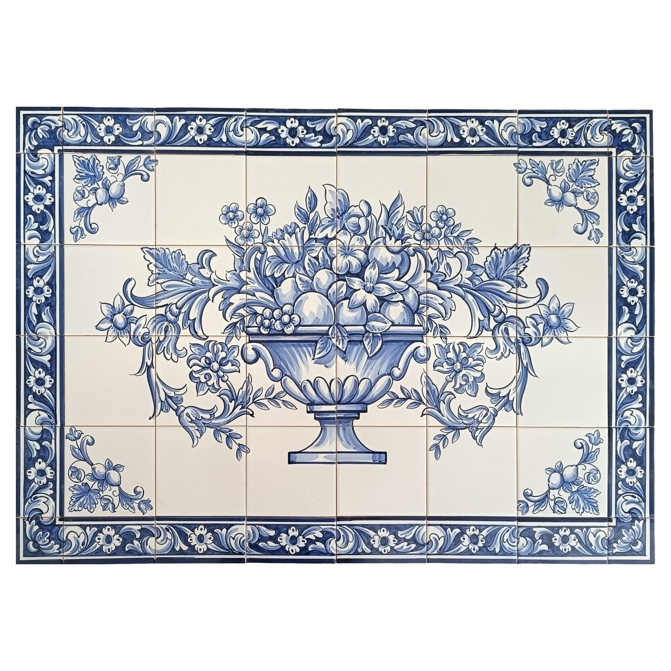 Salpicadero de azulejos de cocina - Azulejos portugueses pintados a mano "Comidas colgantes"
