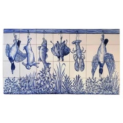 Kitchen Tile Mural - Hand Painted Portuguese Tiles "Hanging Foods"