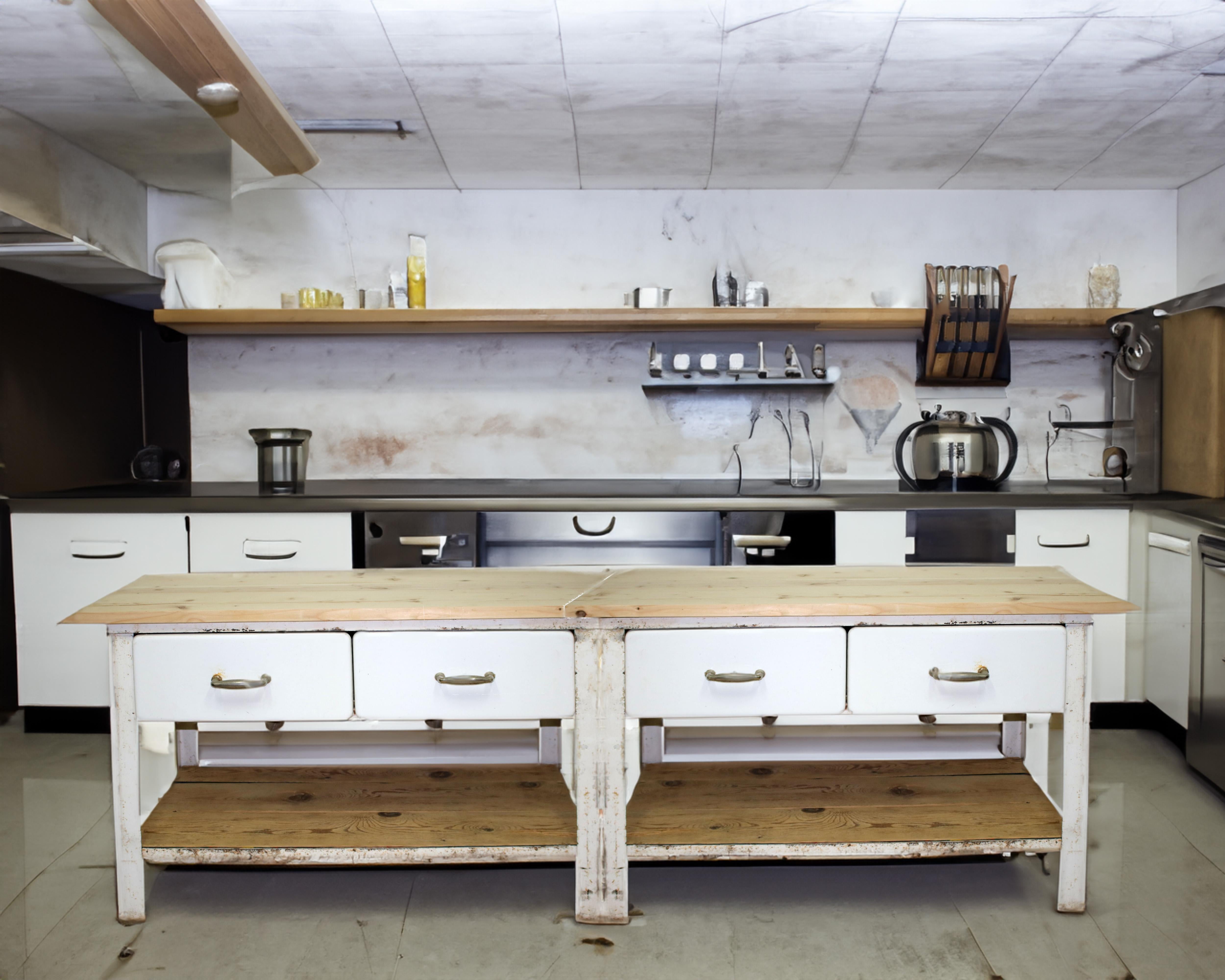 Industrial Kitchen Work Table, 1970s For Sale