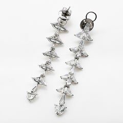 Kite and Halfmoon Shape White Diamond Chandelier Jingle Bell Earring in Platinum