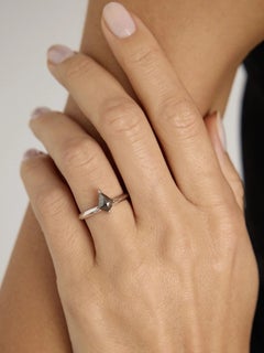 Kite Cut Salt-and-Pepper Diamond White Gold Solitaire Ring, 1.19 Carat