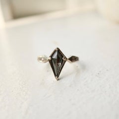 Kite Diamond Ring in 14 Karat White Gold with Champagne DIamonds