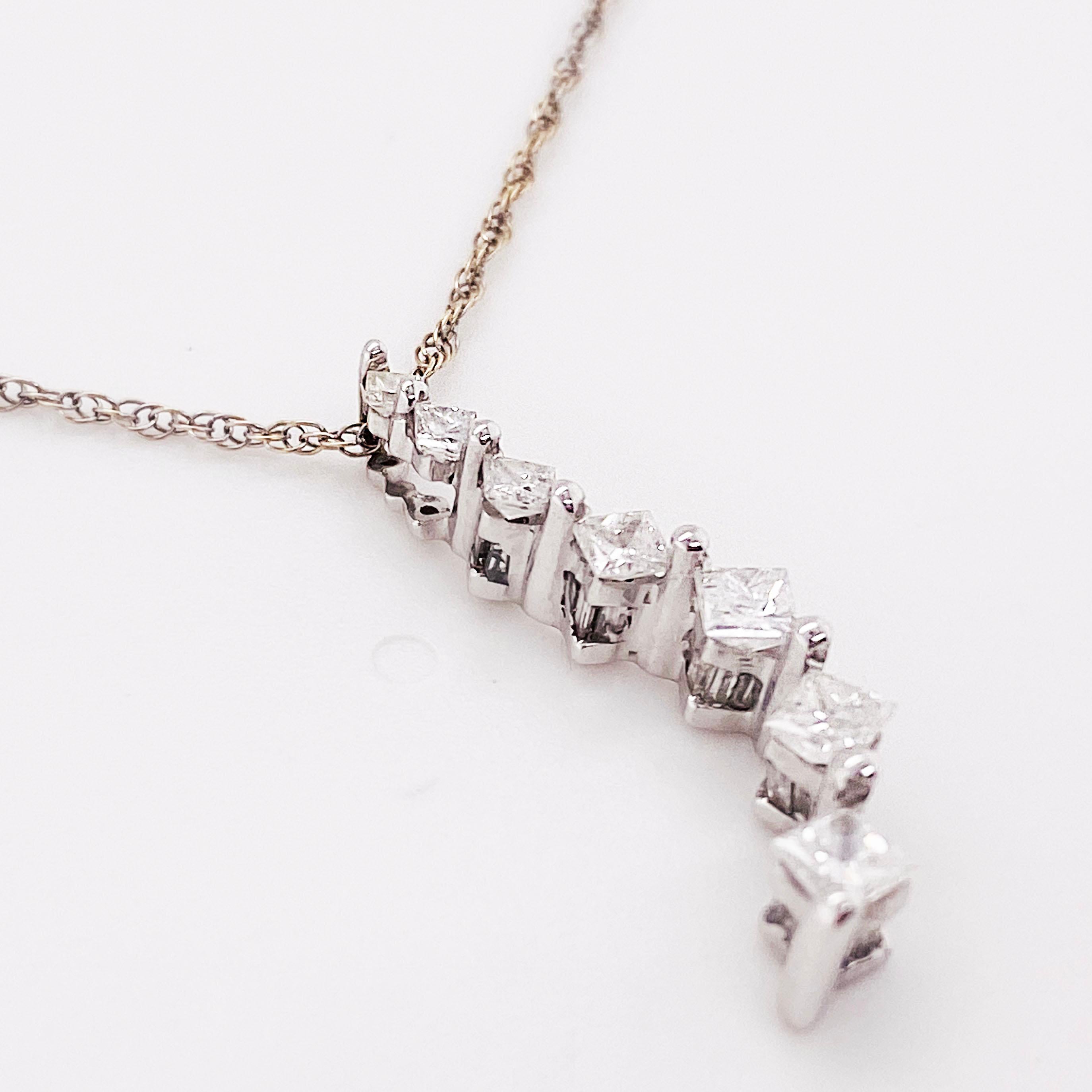 Journey Diamant-Halskette, 14K River of Diamond-Tropfen-Anhänger mit Prinzessinnenschliff (Zeitgenössisch) im Angebot