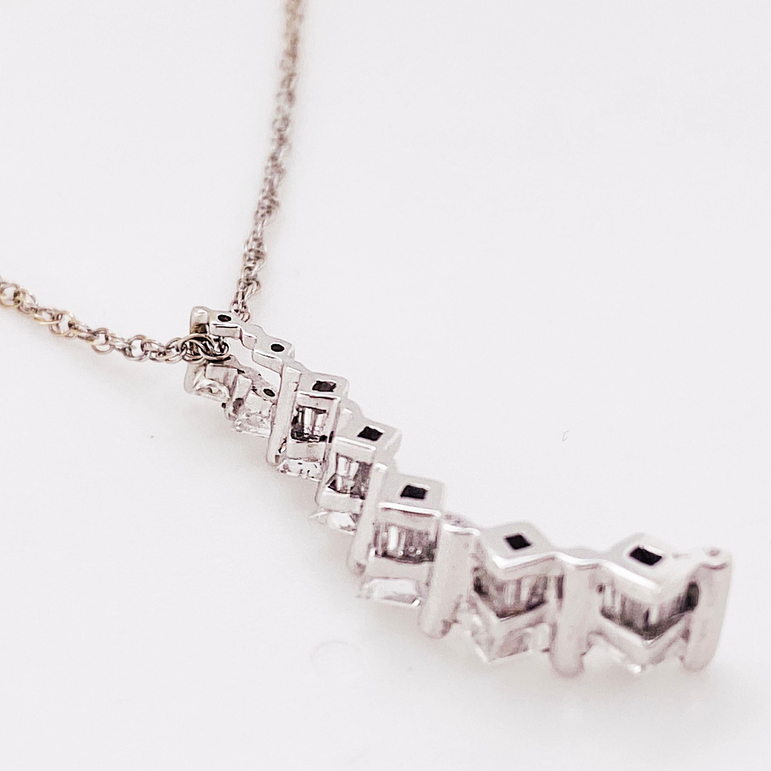 Journey Diamant-Halskette, 14K River of Diamond-Tropfen-Anhänger mit Prinzessinnenschliff (Carréschliff) im Angebot