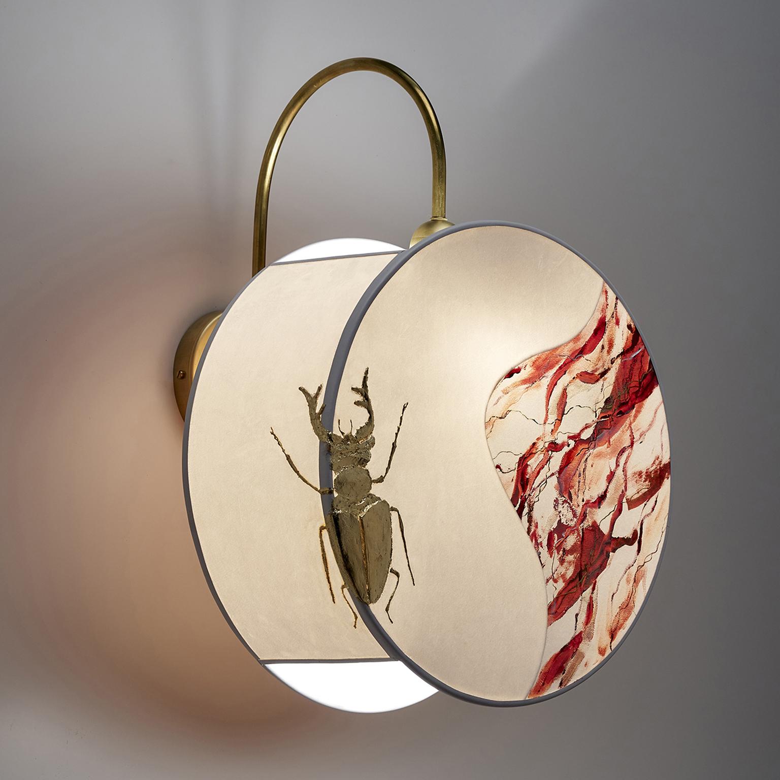 Hand-Crafted Kite Pattern Sconce Lamps Handmade Velvet and Brass Gold Leaf Marbled-Effect For Sale