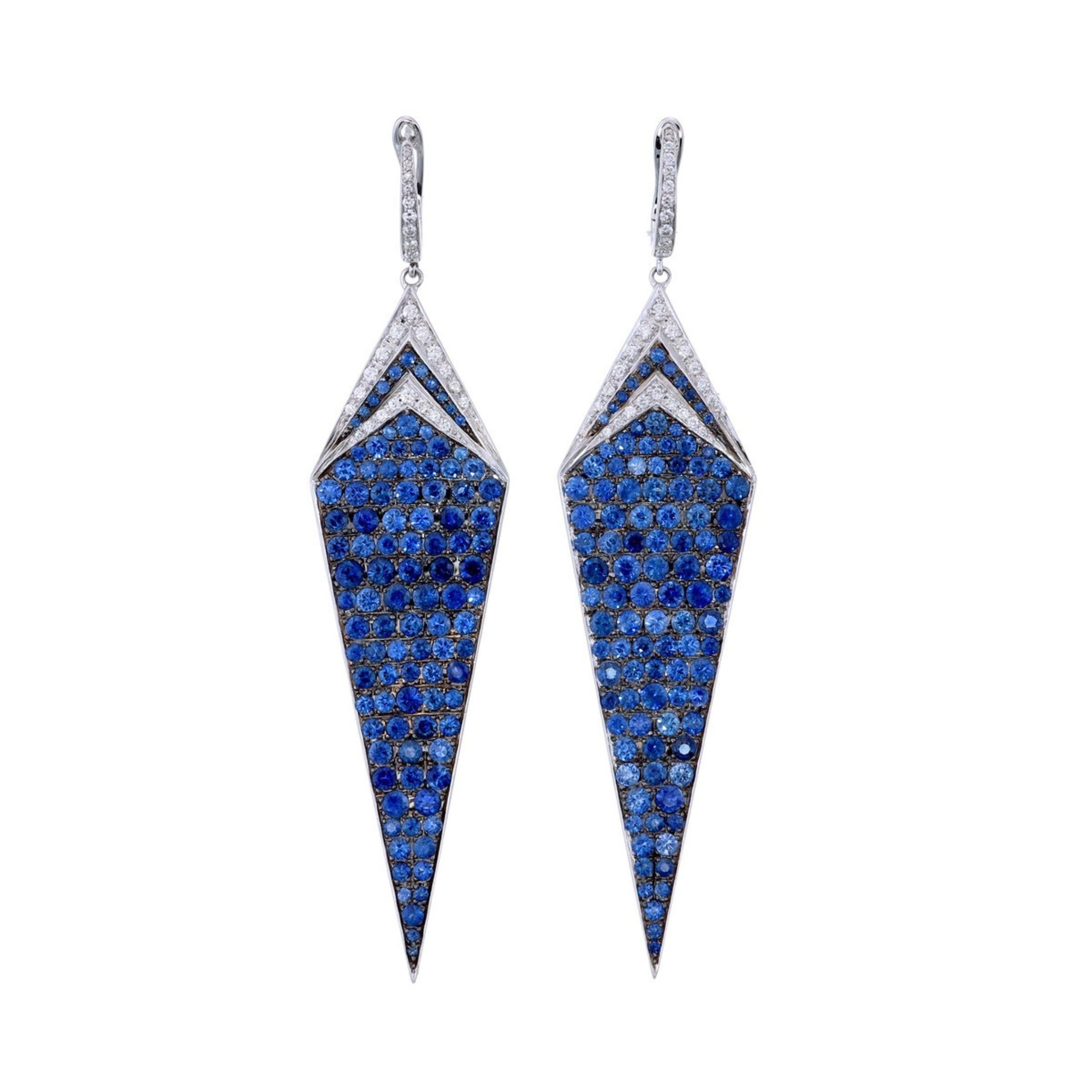Boucles d'oreilles Kite en or 18 carats avec saphirs roses et diamants en vente 1