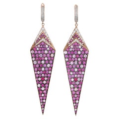 Kite Pink Sapphire & Diamond Statement Statement Earrings in 18K Gold