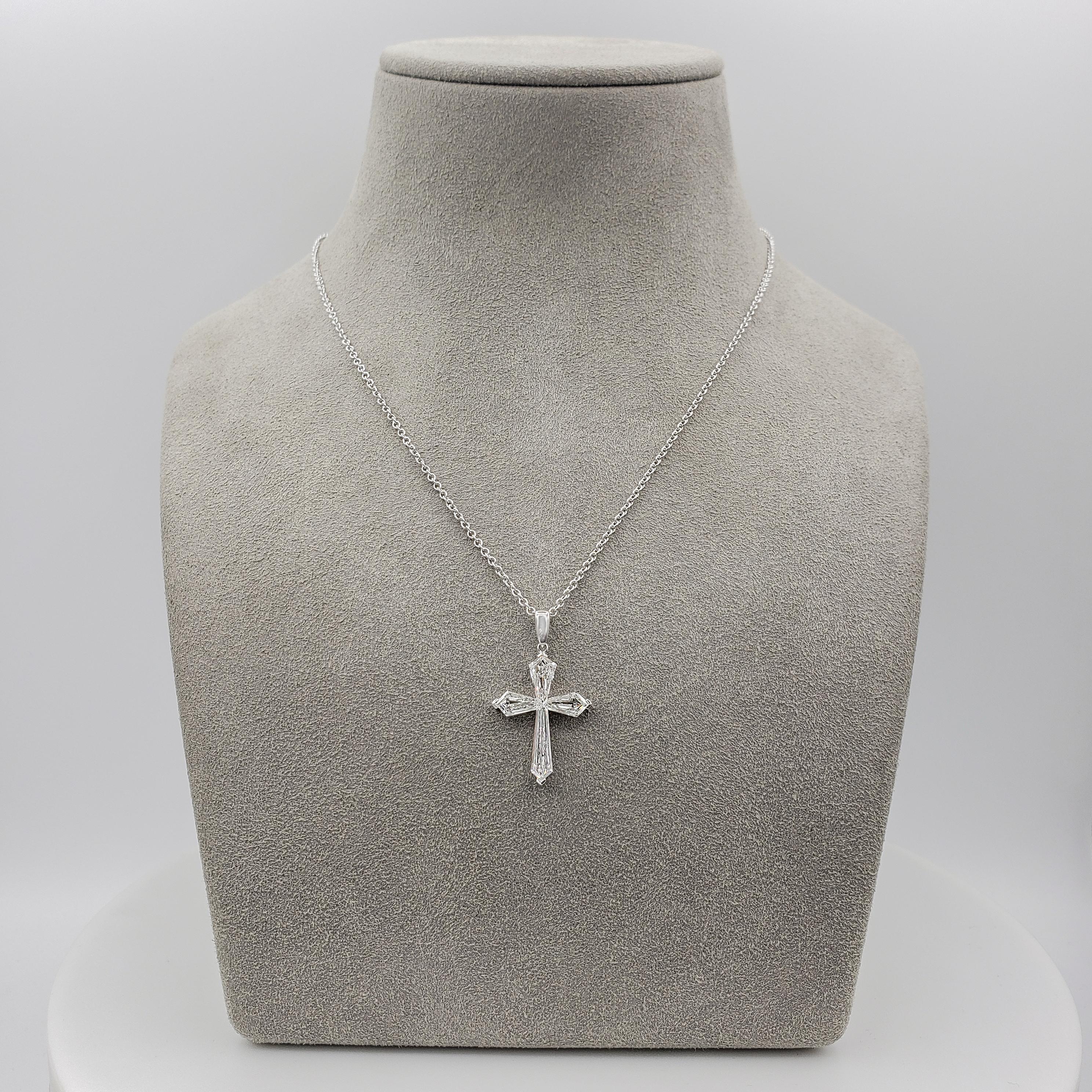 Contemporary Kite Shape Diamond Cross Pendant Necklace