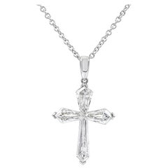 Kite Shape Diamond Cross Pendant Necklace