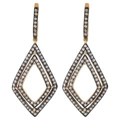 Kite-Shape Diamond Dangle Earrings in Contemporary Victorian Style