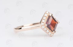 Kite Shape Red Spinel with Diamond Halo 14K Rose Gold Engagement Ring