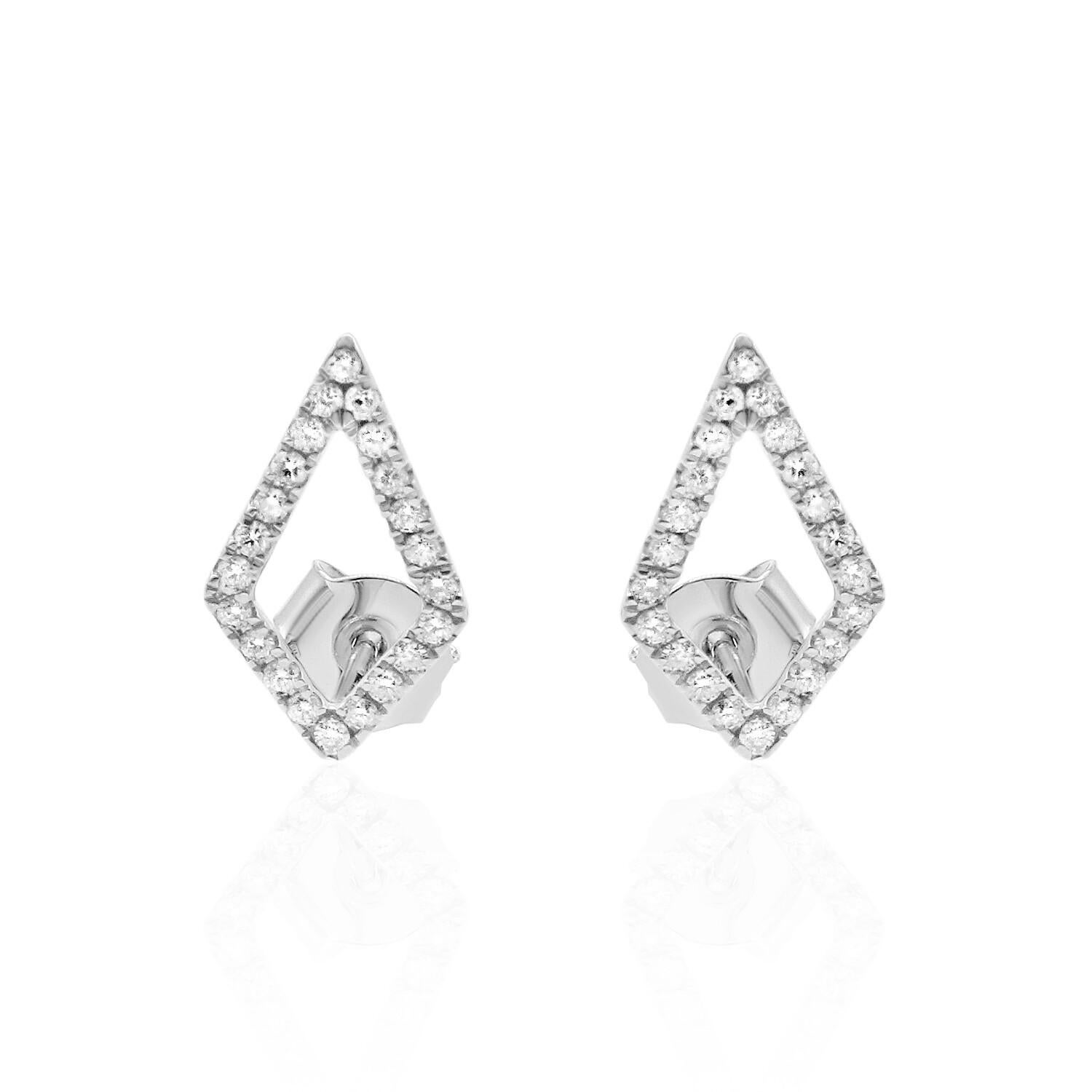 Lovely Kite Shape Diamond Stud Earrings, featuring:
✧ 44 natural earth mined diamonds G-H color VS-SI weighing 0.26 carats 
✧ Measurements: 14.60mm*8.40mm
✧ Available in 14K White, Yellow, and Rose Gold
✧ Push back friction closure
✧ Multiple