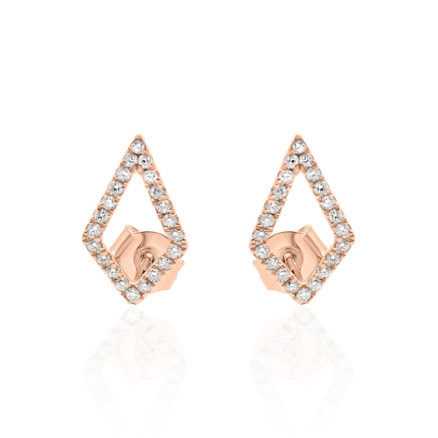 Kite Shaped Diamond Earrings 14K White, Yellow, and Rose Gold In New Condition In New York, NY
