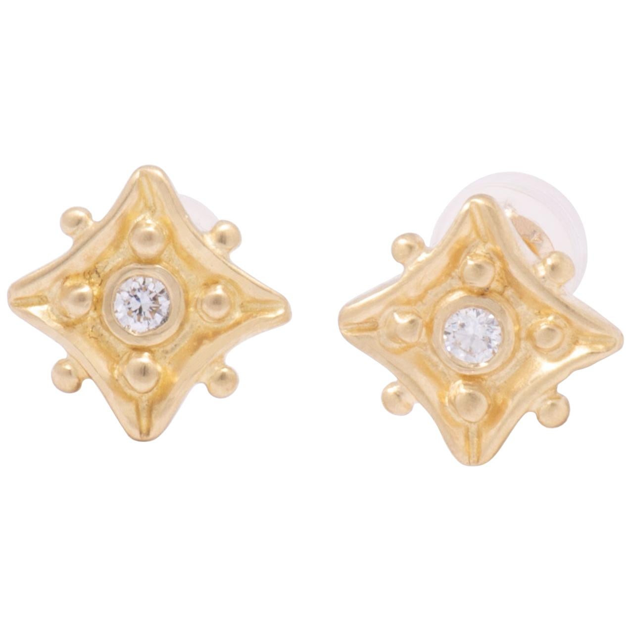 Kite Stud Earrings with Diamonds in 18 Karat Gold For Sale