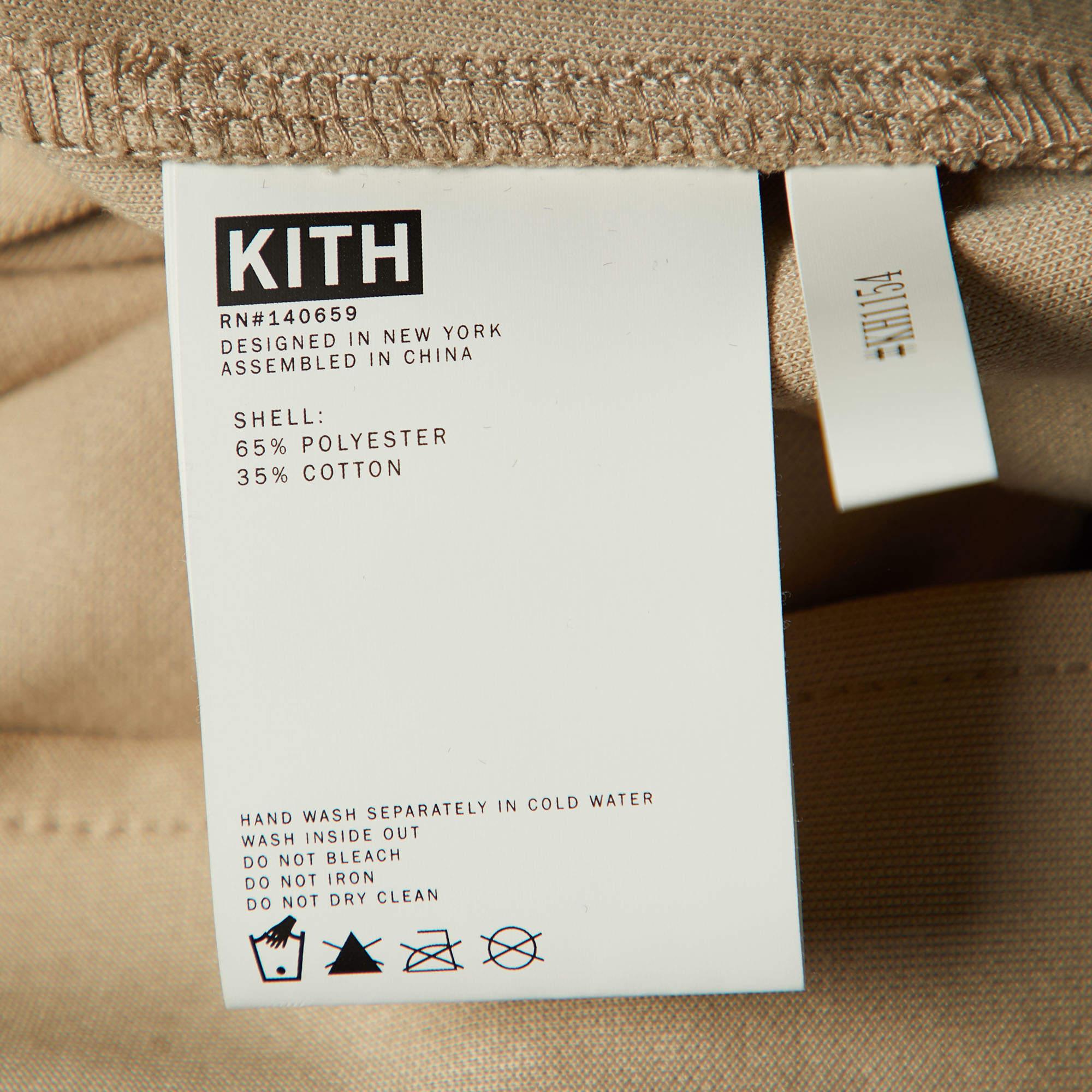 Kith Beige Logo Applique Detail Jersey Zip Front Jacket M For Sale 1